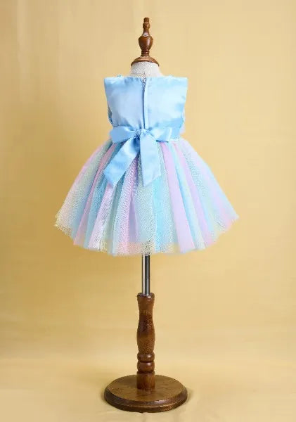 Premsons® Pastel Party Dress for Girls – Tulle, Sleeveless, Floral