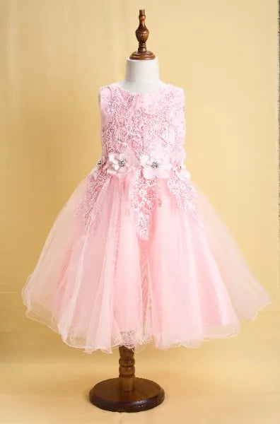 Premsons® Pink Rose Pearl Gown – Full-Length, Beaded, Sleeveless Dress