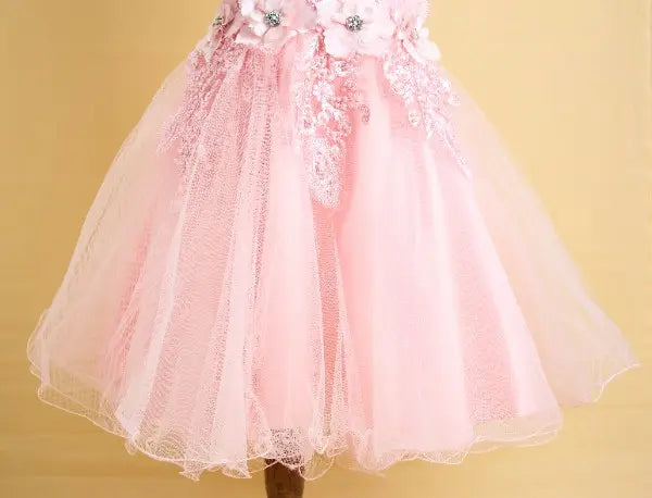 Premsons® Pink Rose Pearl Gown – Full-Length, Beaded, Sleeveless Dress