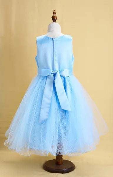 Premsons® Blue Floral Pearl Gown – Full-Length, Beaded Sleeveless Dress