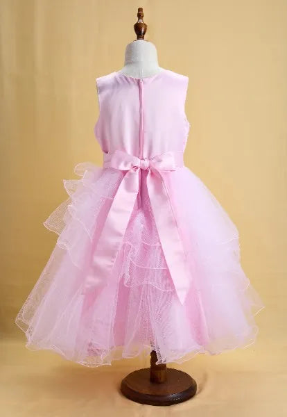 Premsons® Pink Floral Tulle Gown – Beaded, Multi-Layered, Baby Girl Dress