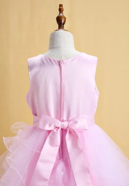 Premsons® Pink Floral Tulle Gown – Beaded, Multi-Layered, Baby Girl Dress