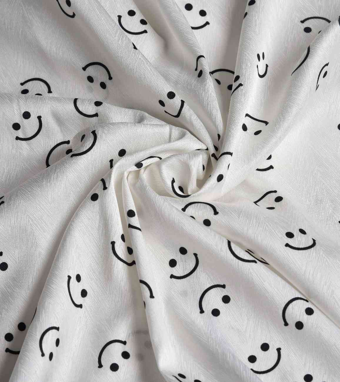 Premsons® Satin-Smooth Silk Nightwear Set - Relaxed Fit Shorts with Button Shirt - Smile Print
