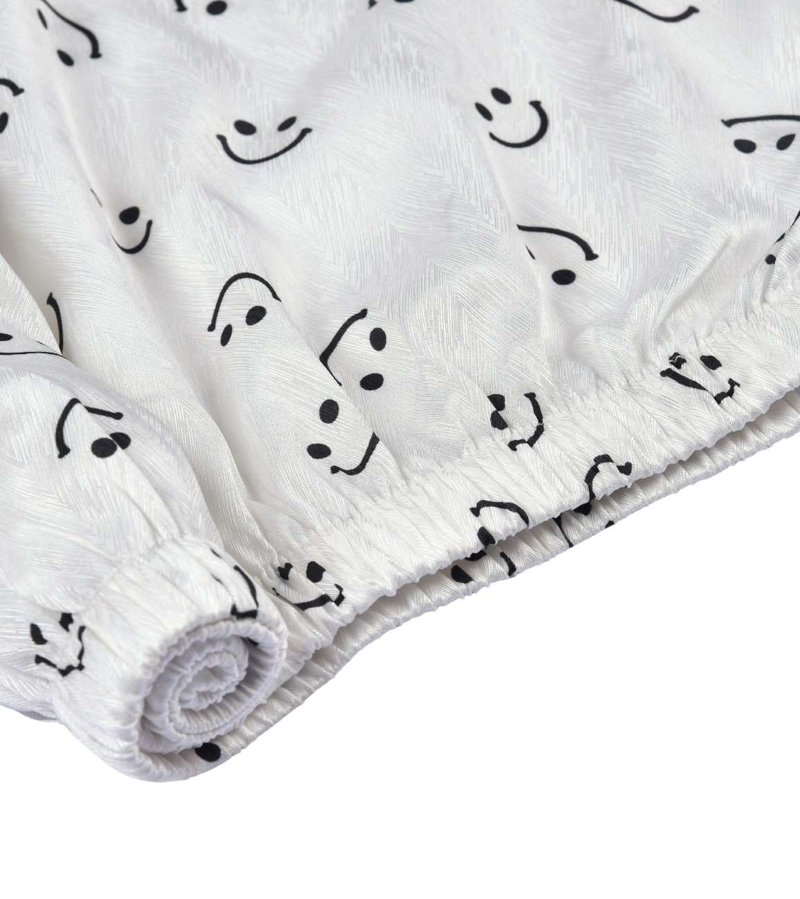 Premsons® Satin-Smooth Silk Nightwear Set - Relaxed Fit Shorts with Button Shirt - Smile Print