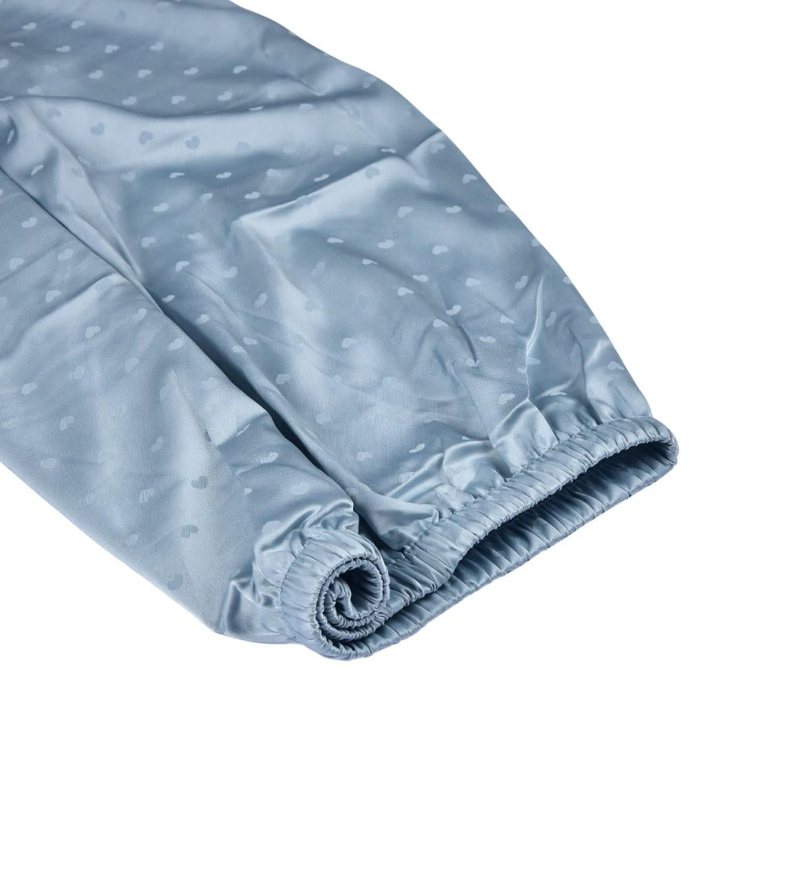 Premsons® Satin-Smooth Silk Nightwear Set - Relaxed Fit Pajamas with Button Shirt - Blue Hearts Print