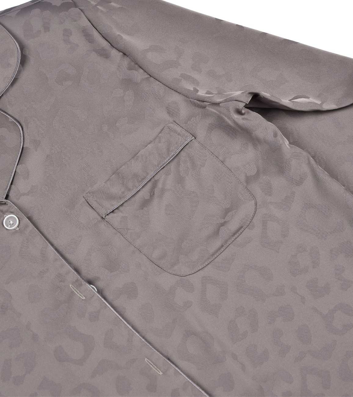 Premsons® Satin-Smooth Silk Nightwear Set - Relaxed Fit Pajamas with Button Shirt - Leopard Print