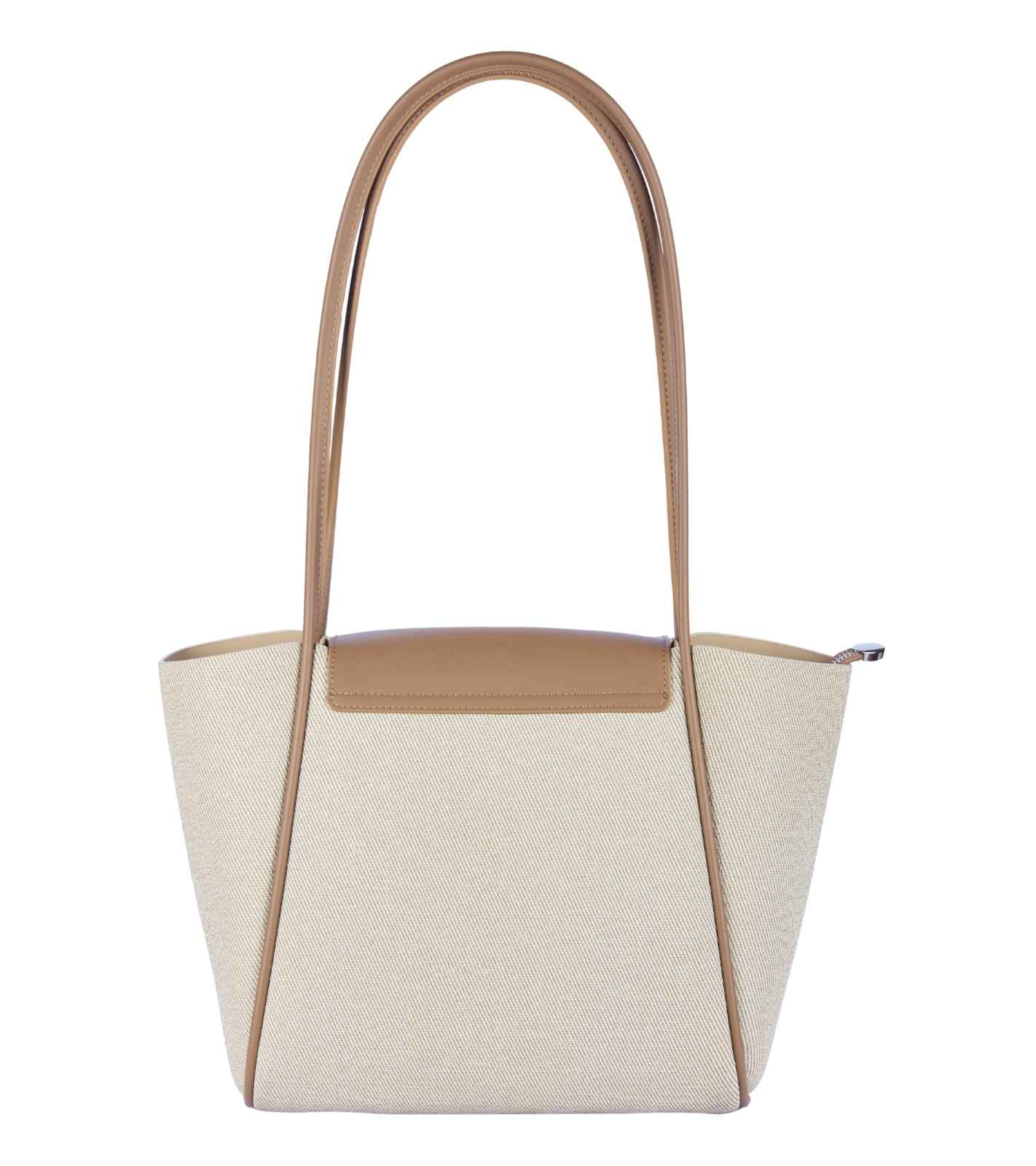 Eternia® Tweed Tote Shoulder Bag – Structured Vegan Leather Handbag (White & Brown)