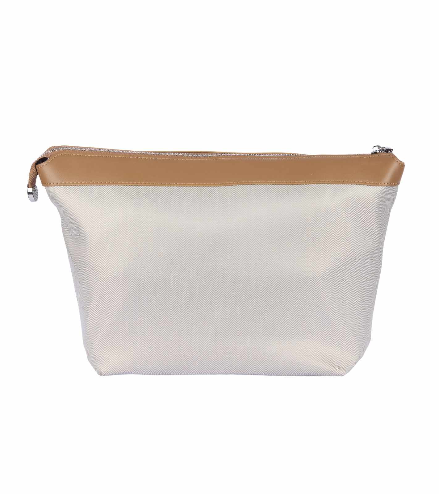 Eternia® Tweed Tote Shoulder Bag – Structured Vegan Leather Handbag (White & Brown)