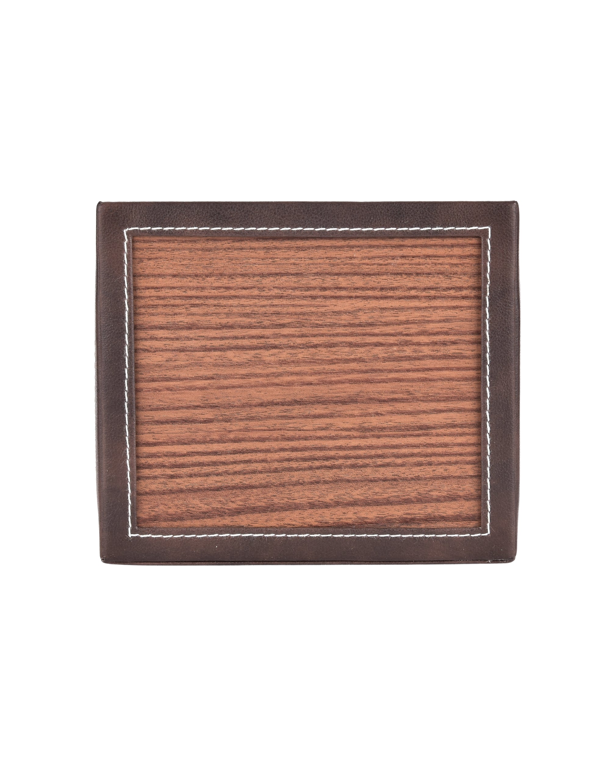 Premsons® Remote Holder Artificial Leather with Wooden Finish – 3 Section Tabletop Organizer for TV, AC & Office Desk Accessories – Compact & Stylish Storage Solution for Home & Office