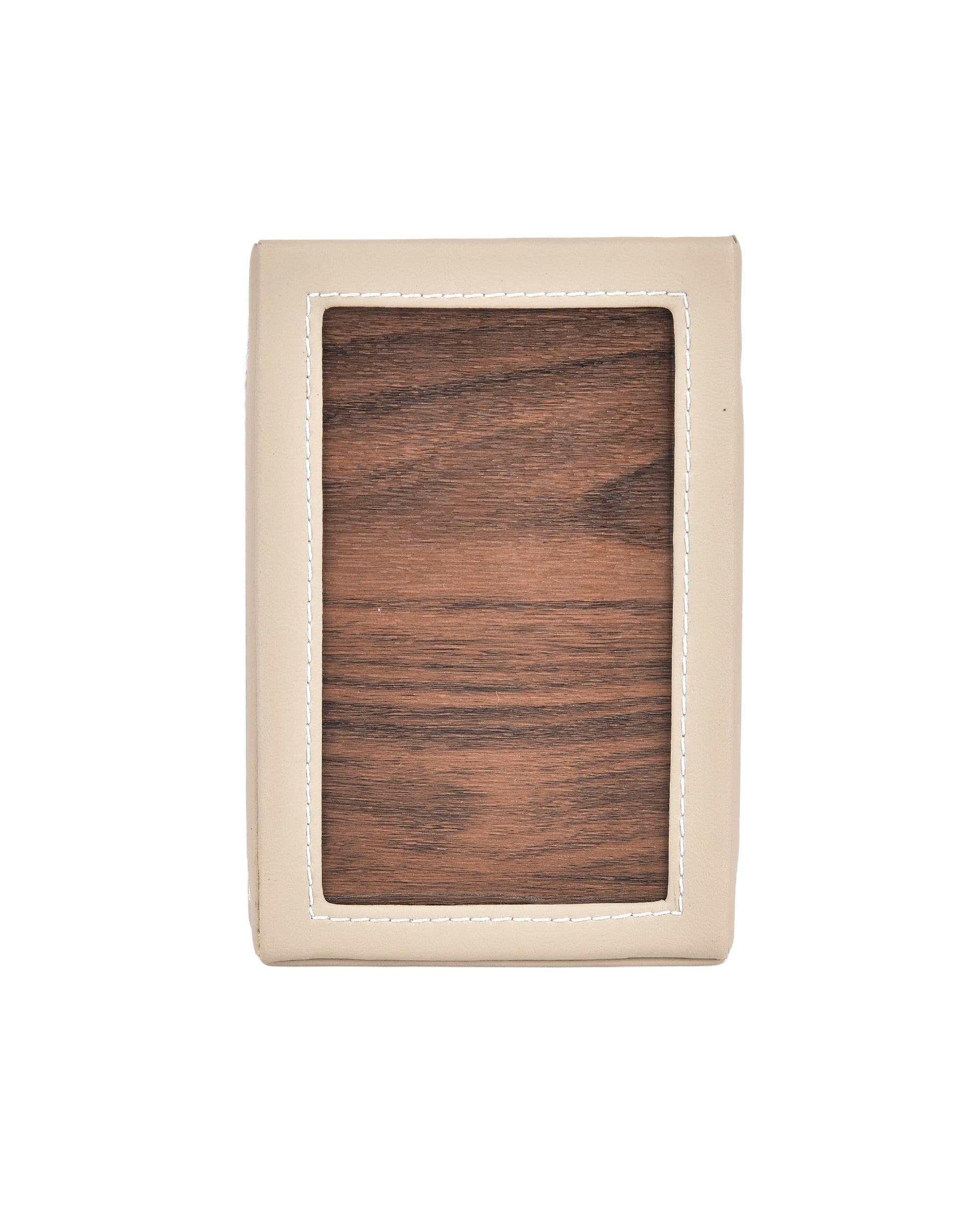 Premsons® Classic Remote Holder – 2 Section Tabletop Organizer in Light Brown | Faux Leather with Refined Wooden Finish | Decorative & Practical Organizer