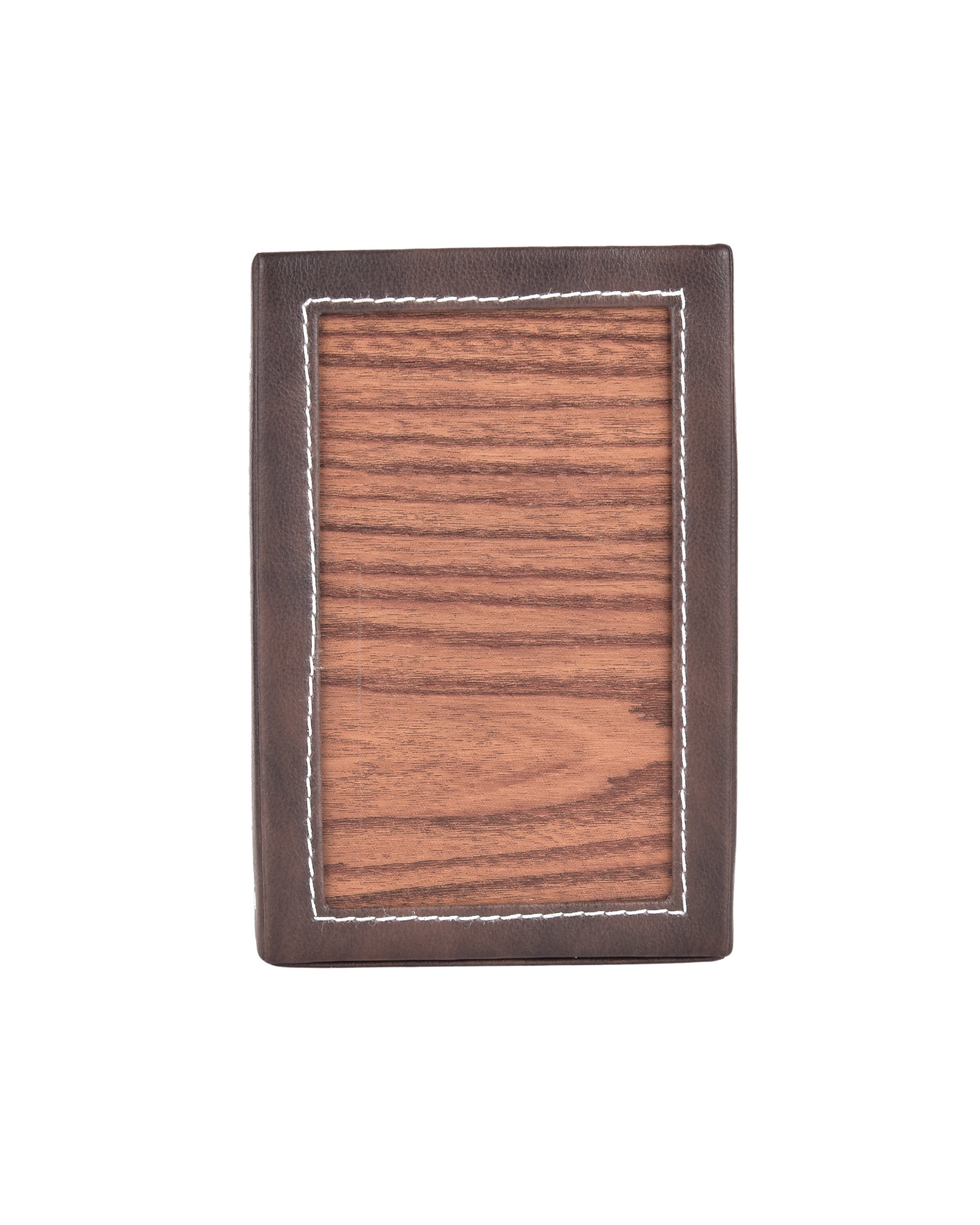 Premsons® Classic Remote Holder – 2 Section Tabletop Organizer in Light Brown | Faux Leather with Refined Wooden Finish | Decorative & Practical Organizer