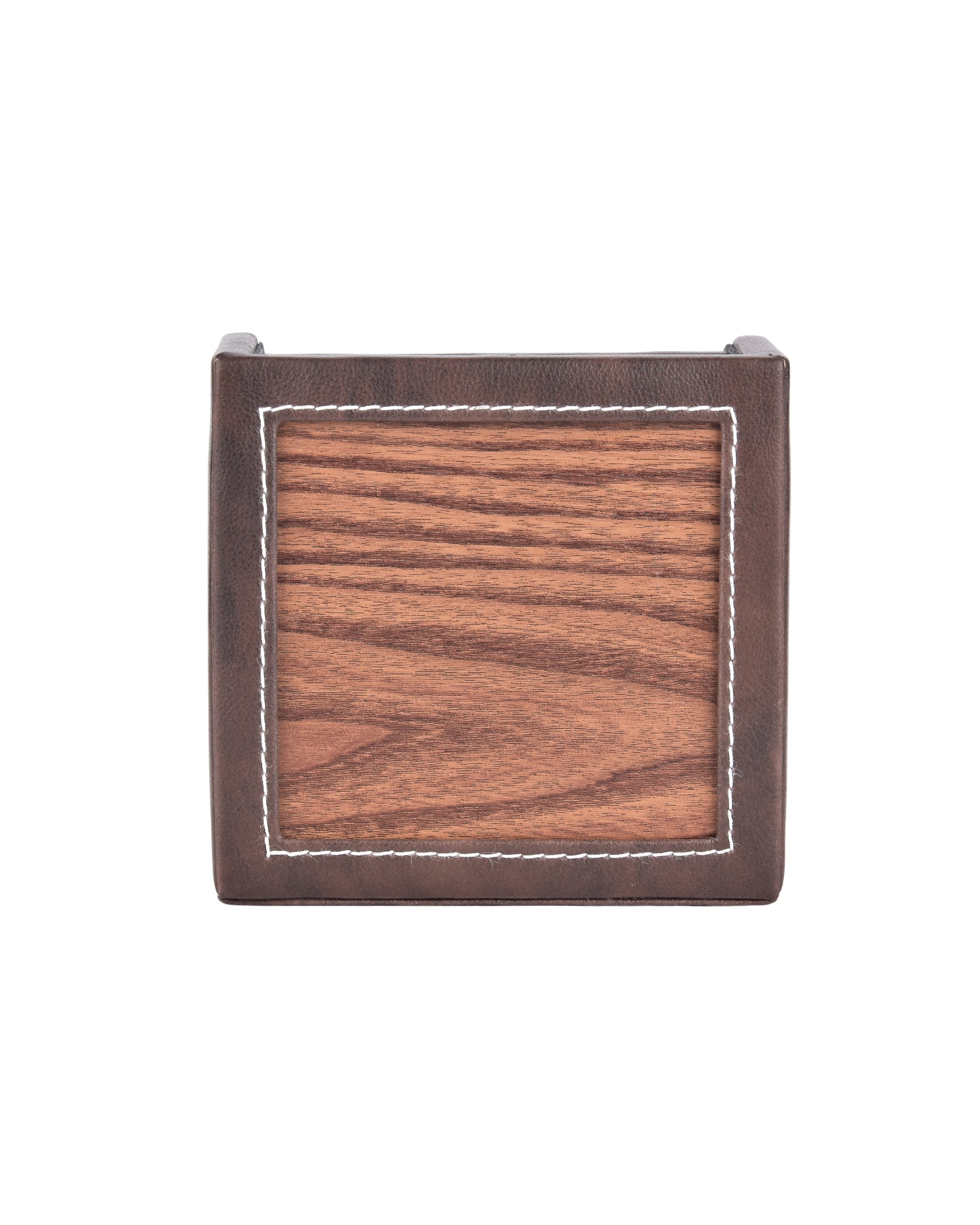 Premsons® Classic Remote Holder – 4 Section Tabletop Organizer in Light Brown | Faux Leather with Refined Wooden Finish | Decorative & Practical Organizer