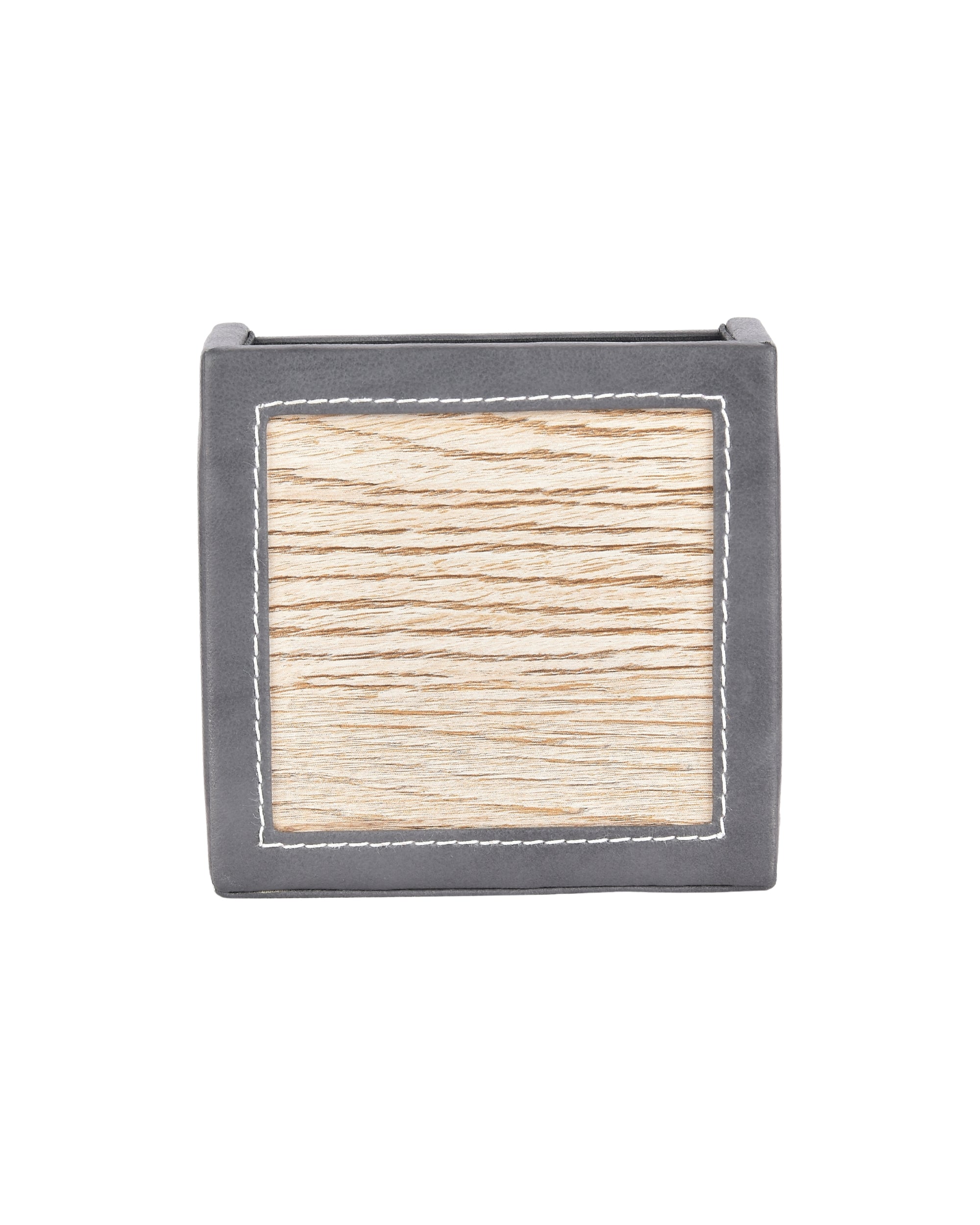 Premsons® Classic Remote Holder – 4 Section Tabletop Organizer in Light Brown | Faux Leather with Refined Wooden Finish | Decorative & Practical Organizer