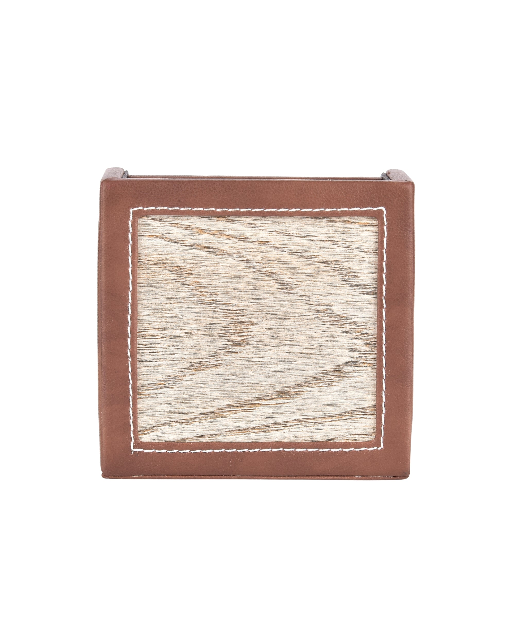 Premsons® Classic Remote Holder – 4 Section Tabletop Organizer in Light Brown | Faux Leather with Refined Wooden Finish | Decorative & Practical Organizer