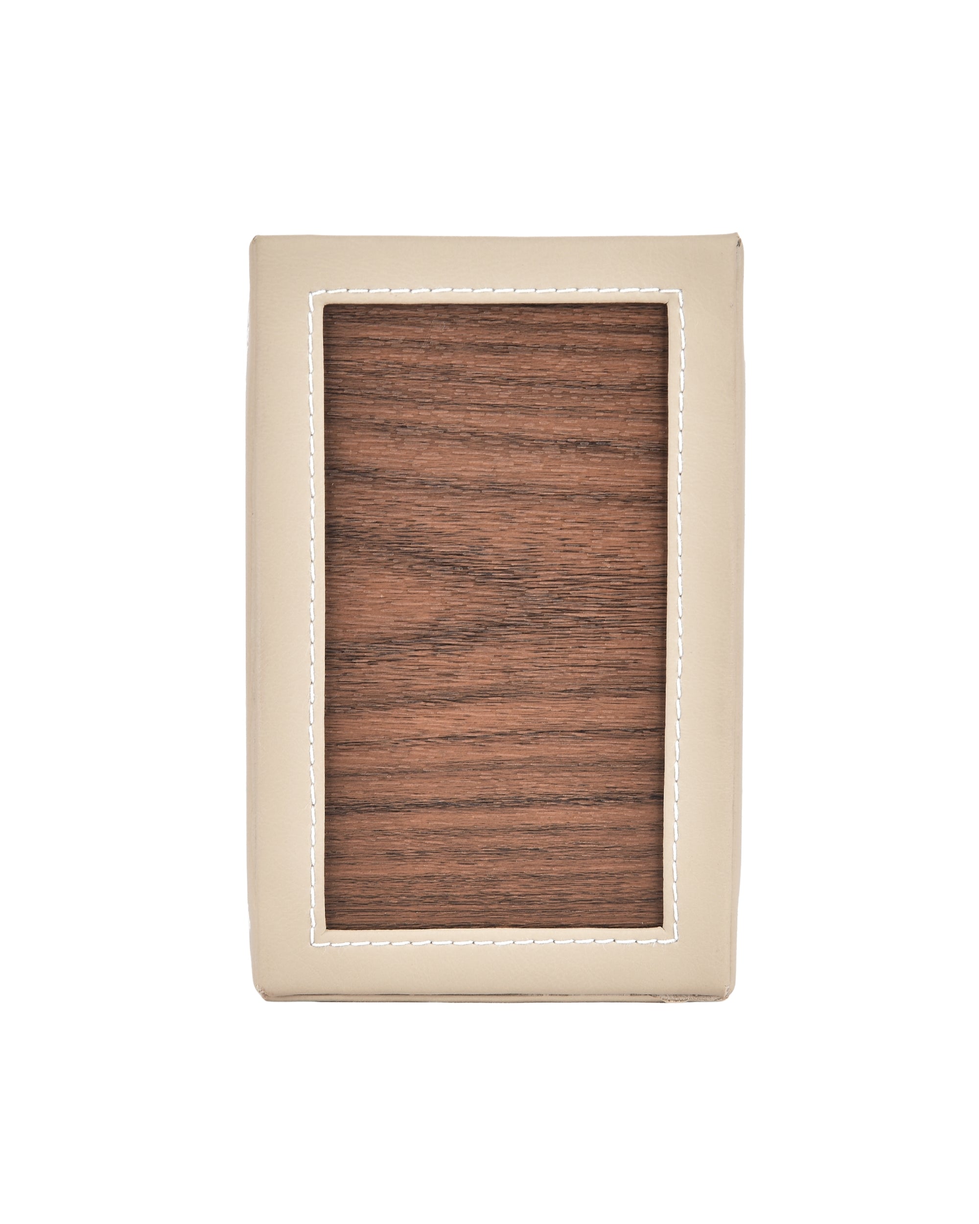 Premsons® Remote Holder Artificial Leather with Wooden Finish – 4 Section Tabletop Organizer for TV, AC & Office Desk Accessories – Compact & Stylish Storage Solution for Home & Office