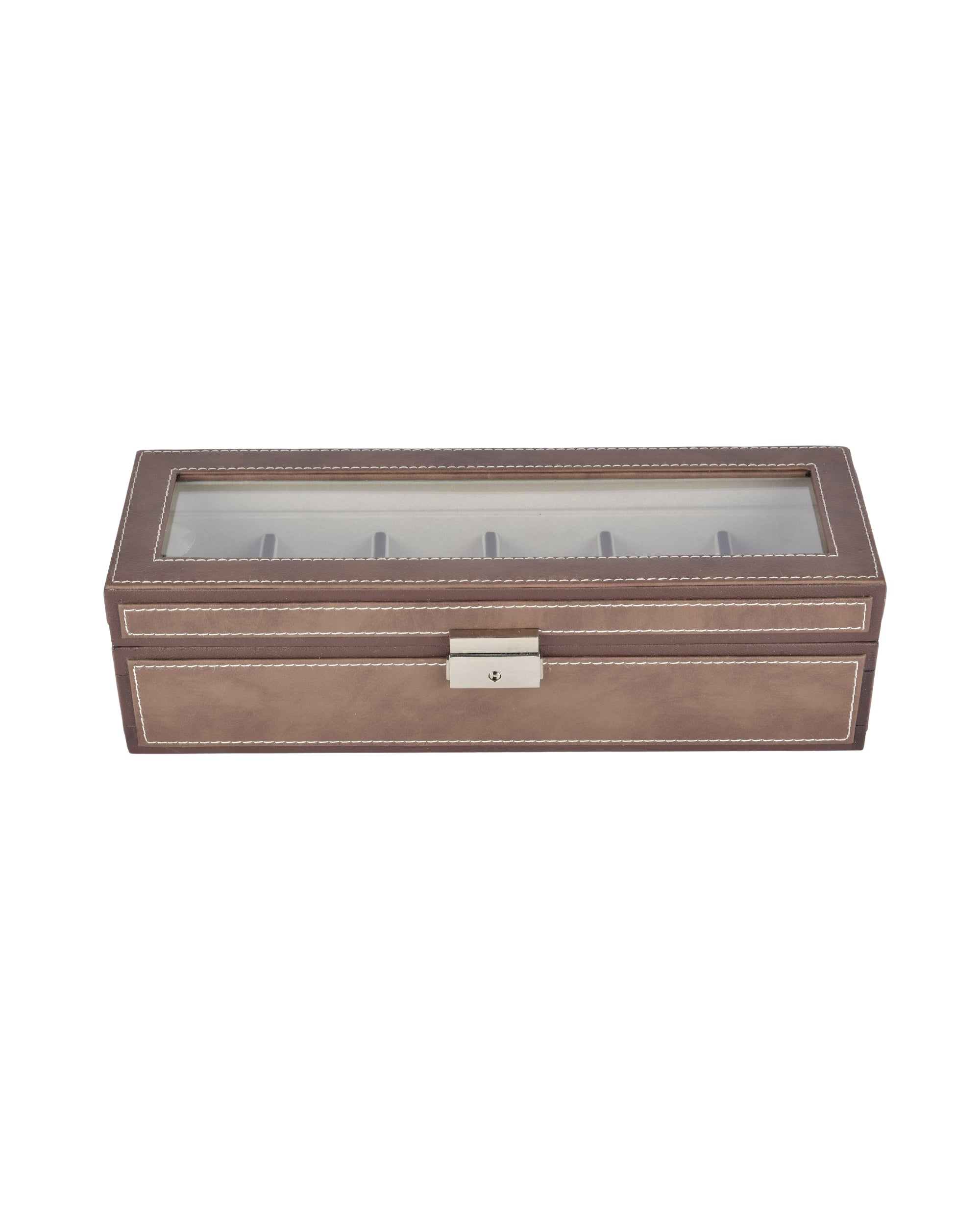 Premsons® Premium Leatherette 6-Slot Watch Box Holder and Organizer Case for Men and Women | Elegant Storage for Watches | Brown & Dark Brown