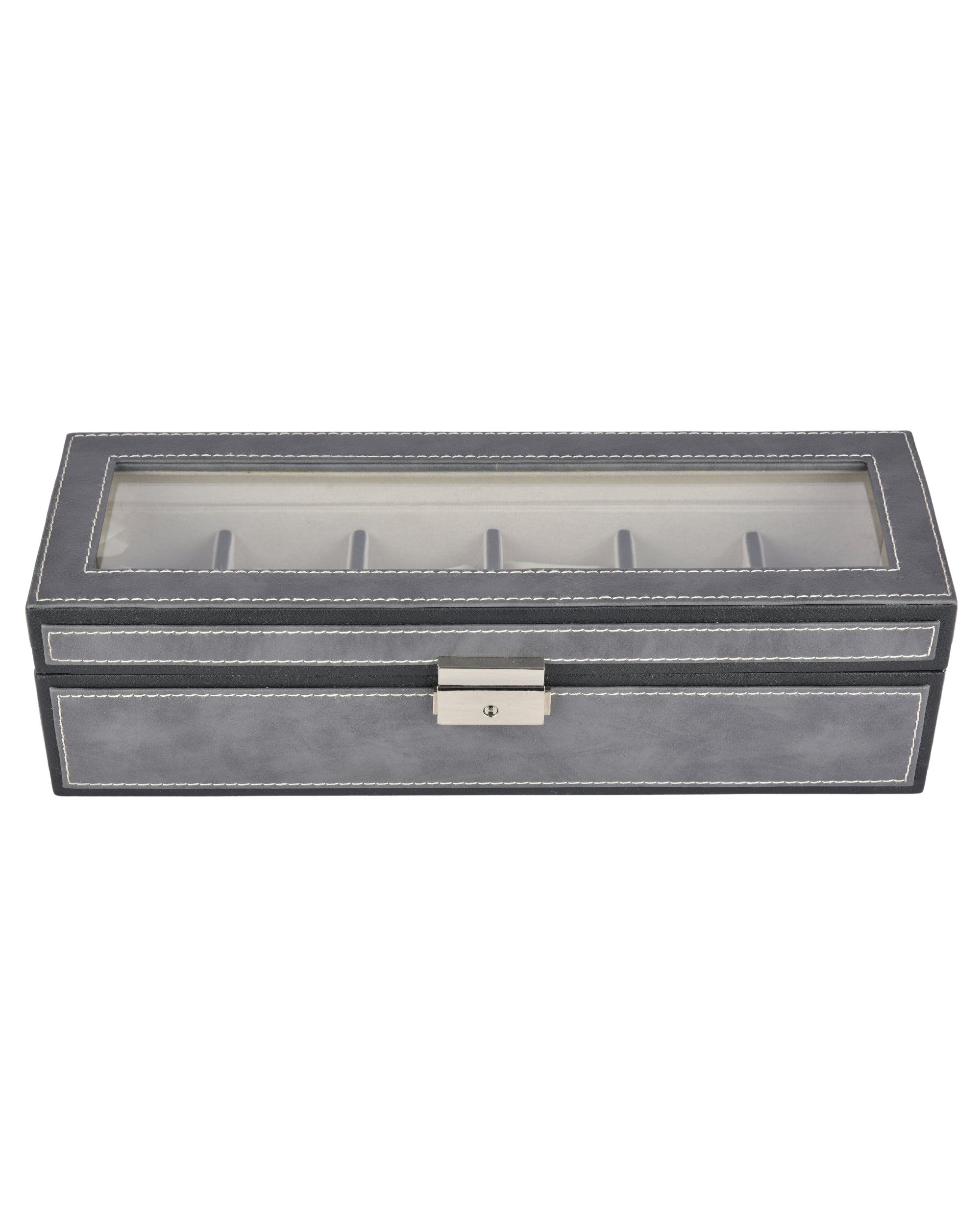 Premsons® Premium Leatherette 6-Slot Watch Box Holder and Organizer Case for Men and Women | Elegant Storage for Watches | Grey & Black