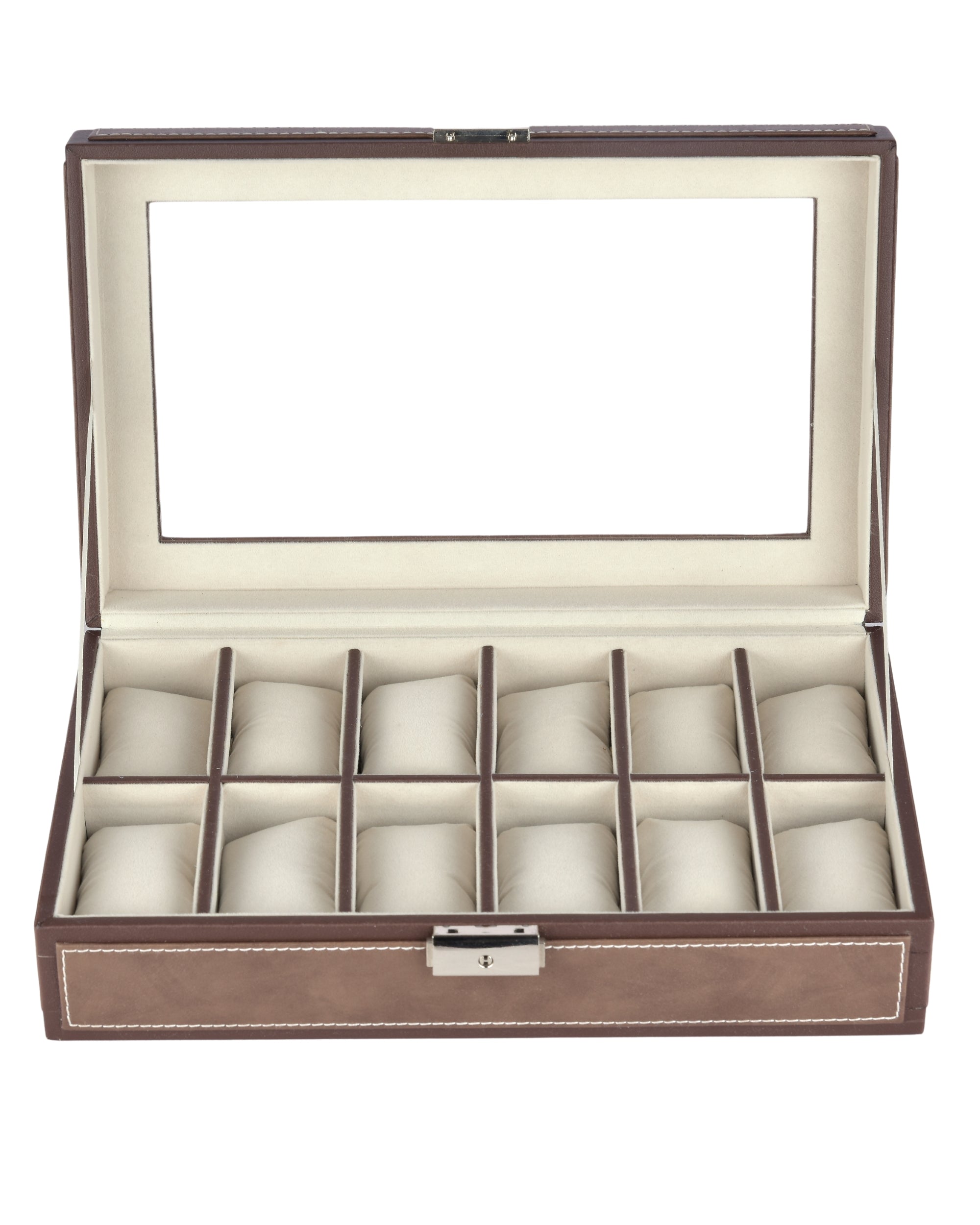Premsons® Watch Box Holder Premium Vegan Leather 12-Slot and Organizer Case for Men and Women | Elegant Storage for Watches - Brown