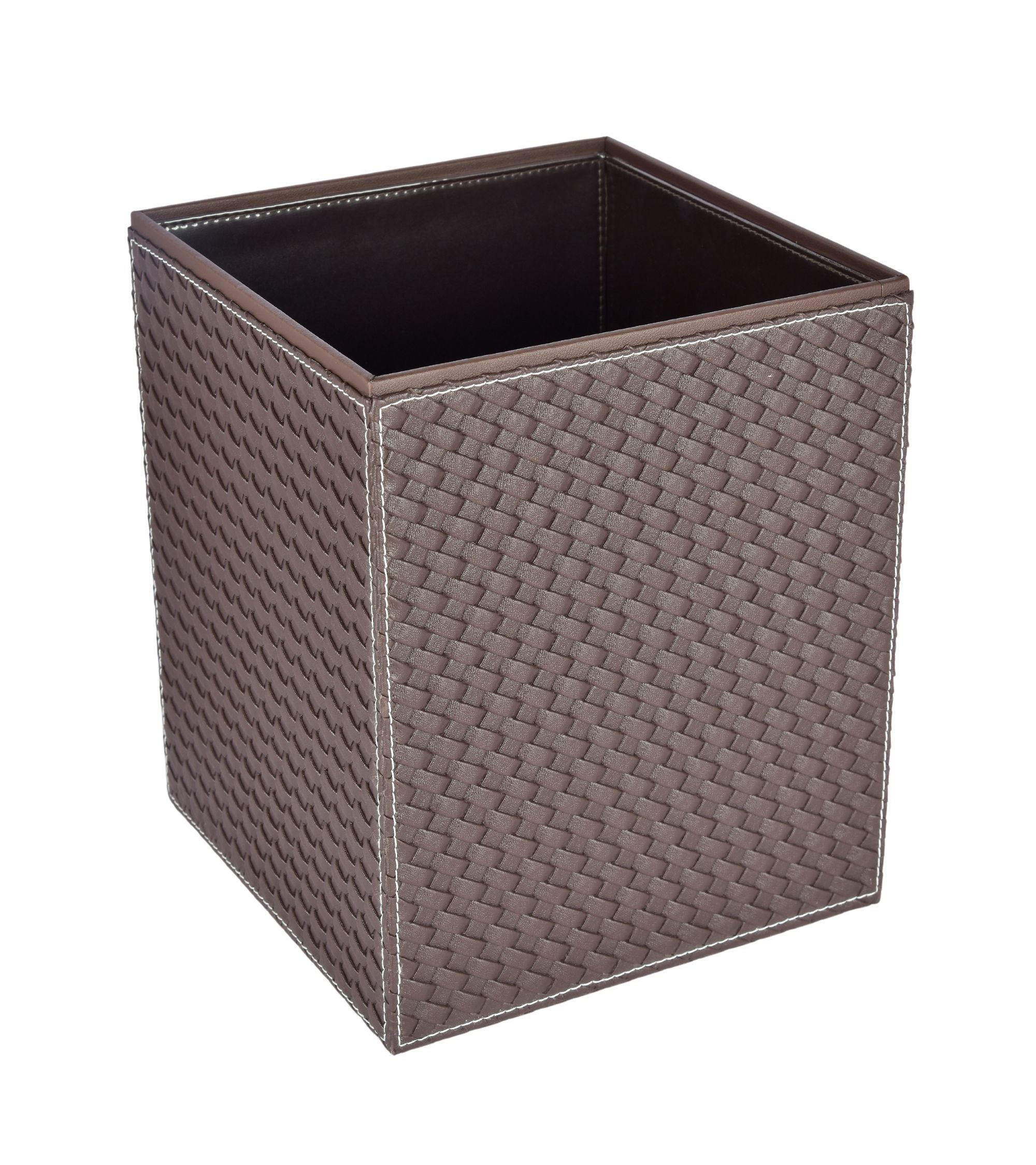 Premsons Faux Leather Dustbin Stylish Durable Woven Square Waste Bin Brown 5 Litres for Home Office Bedroom