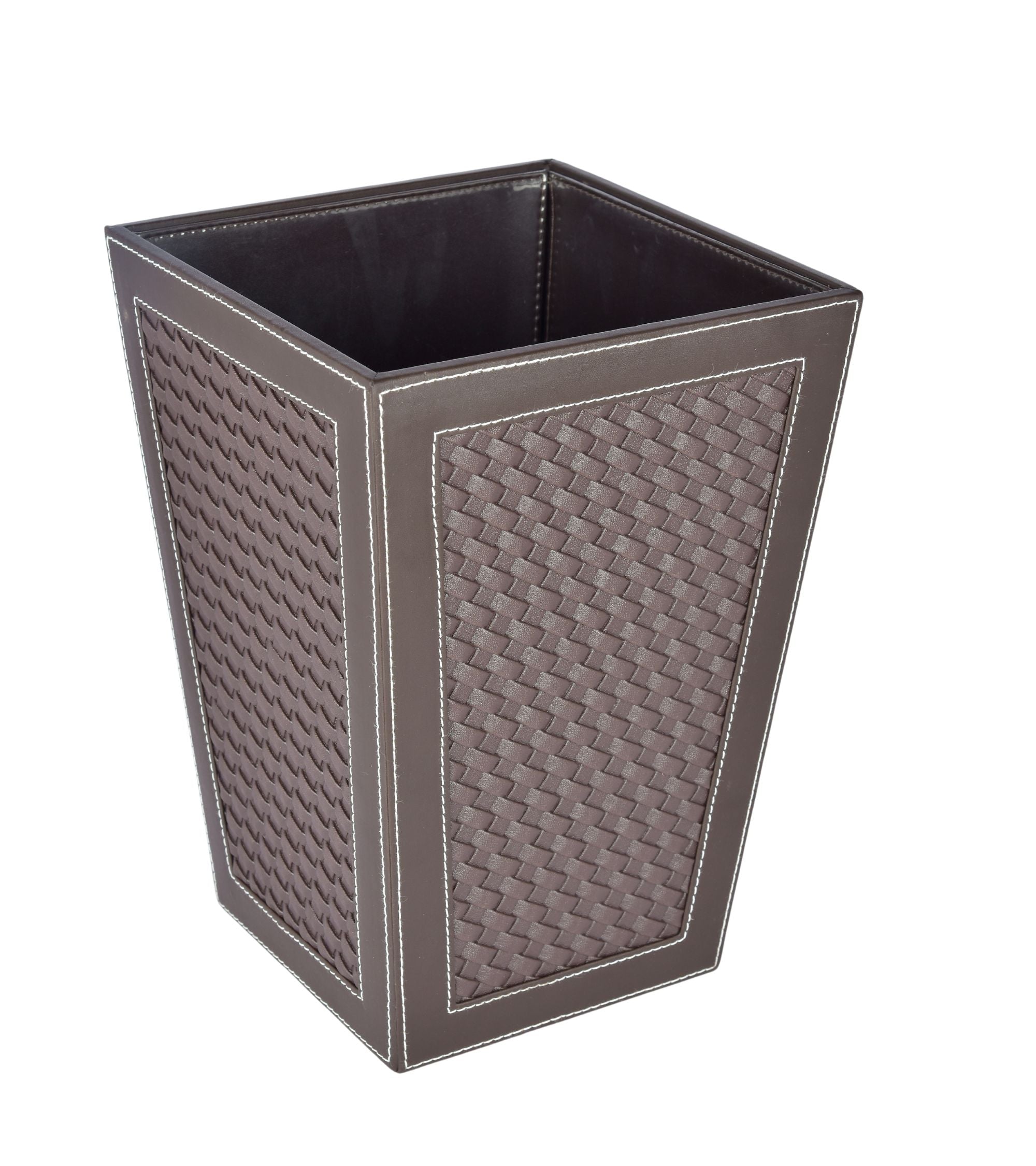 Premsons® Premium Faux Leather Dustbin - Sleek & Modern Waste Basket for Office & Living Room - Woven - Cone Shaped - Brown - 5 Litres