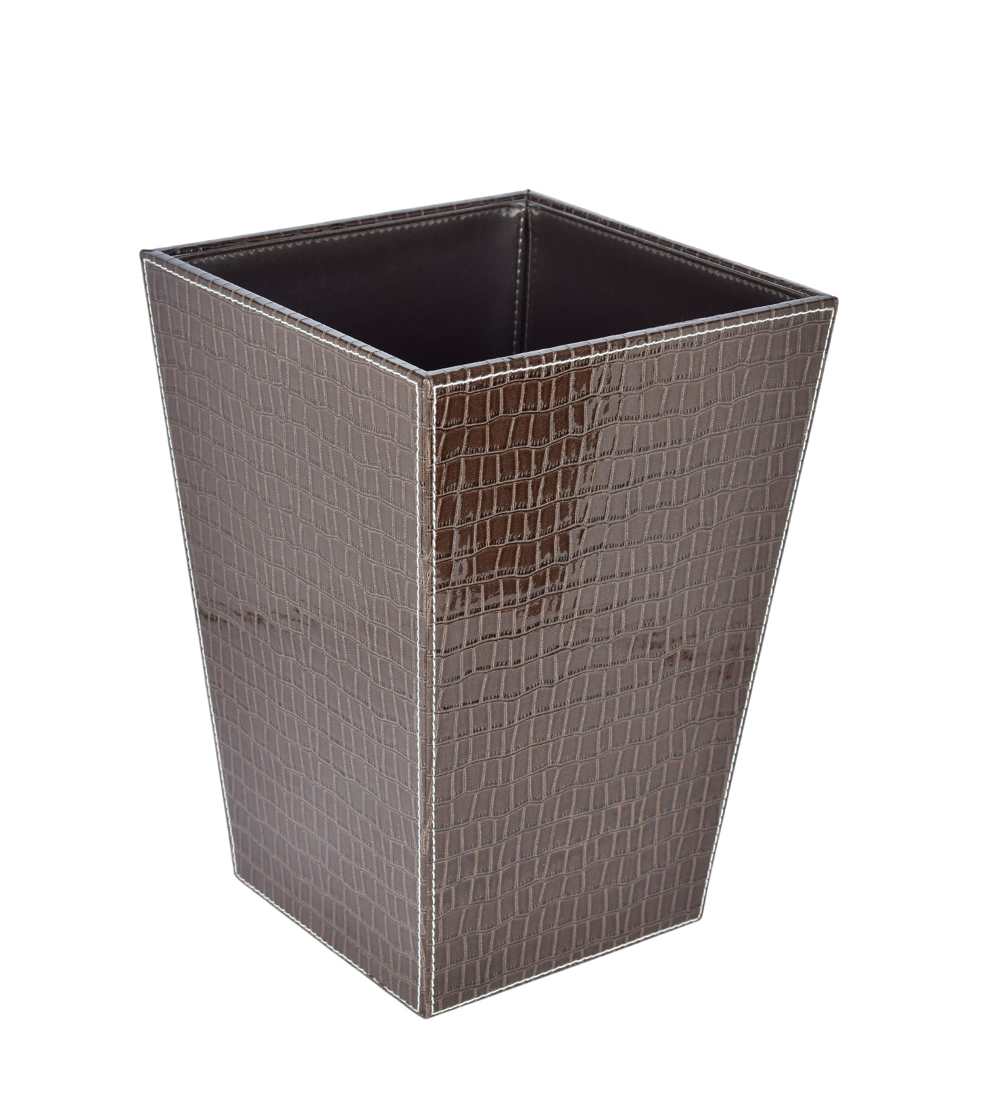 Premsons® Premium Faux Leather Dustbin - Sleek & Modern Waste Basket for Office & Living Room - Croc Texture - Cone Shaped - Dark Brown - 5 Litres