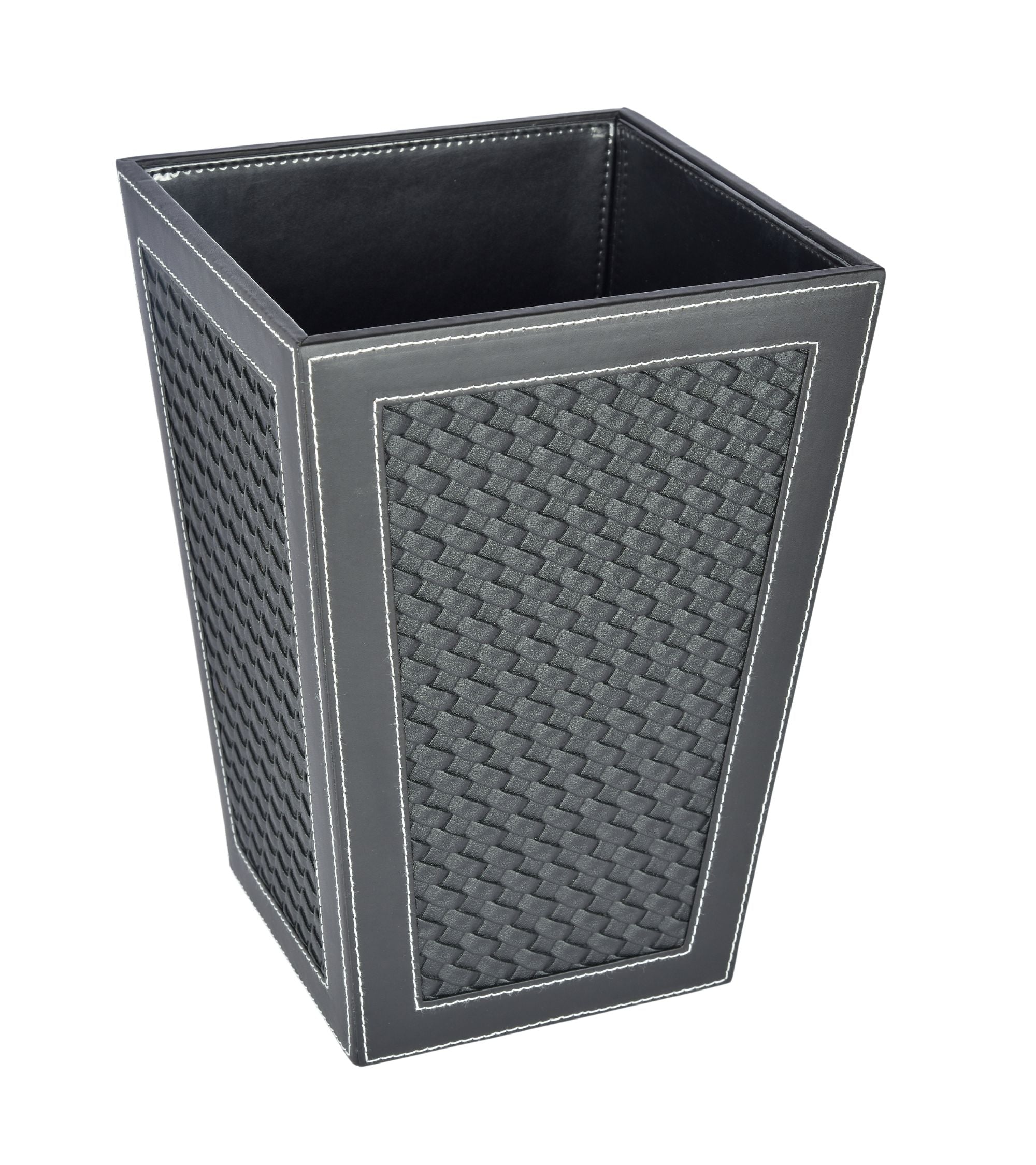 Premsons® Premium Faux Leather Dustbin - Sleek & Modern Waste Basket for Office & Living Room - Woven - Cone Shaped - Black - 5 Litres