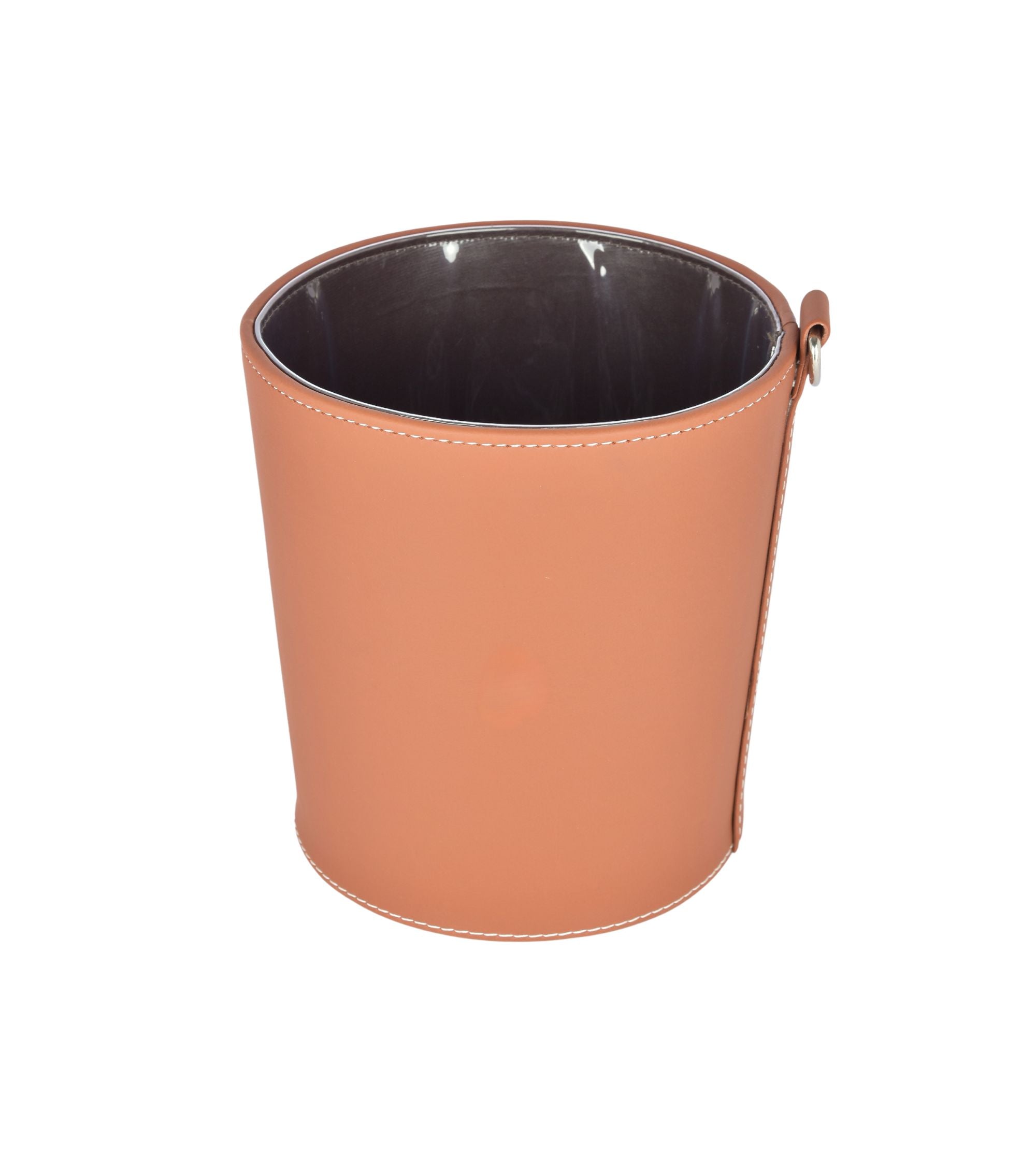 Premsons® Premium Faux Leather Dustbin - Sleek & Modern Waste Basket for Office & Living Room - Round Shaped - Small - Orange - 2.5 Litres