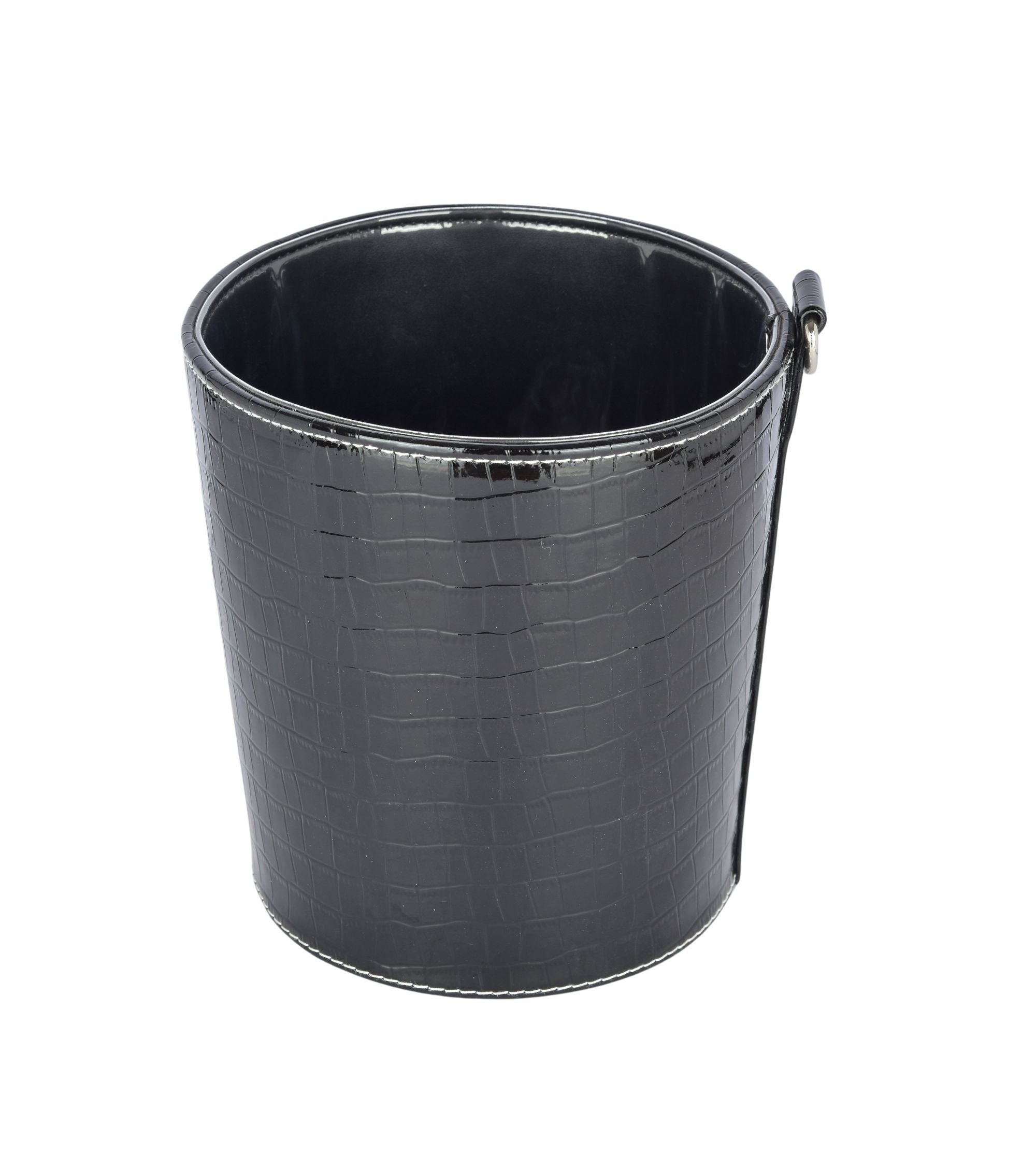 Premsons® Premium Faux Leather Dustbin - Sleek & Modern Waste Basket for Office & Living Room - Croc Pattern - Big - Black  - 5 litres