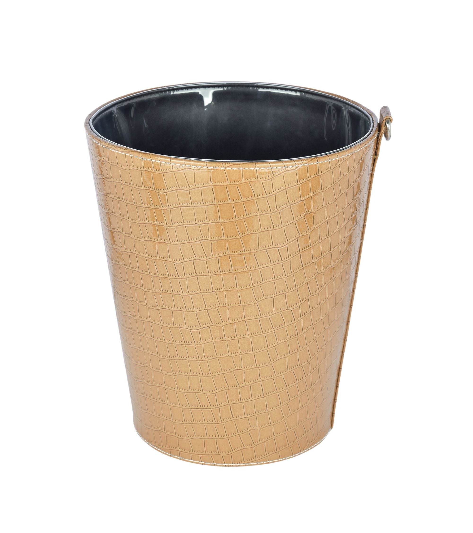 Premsons® Premium Faux Leather Dustbin - Sleek & Modern Waste Basket for Office & Living Room - Croc Pattern -Big- Beige  - 5 litres