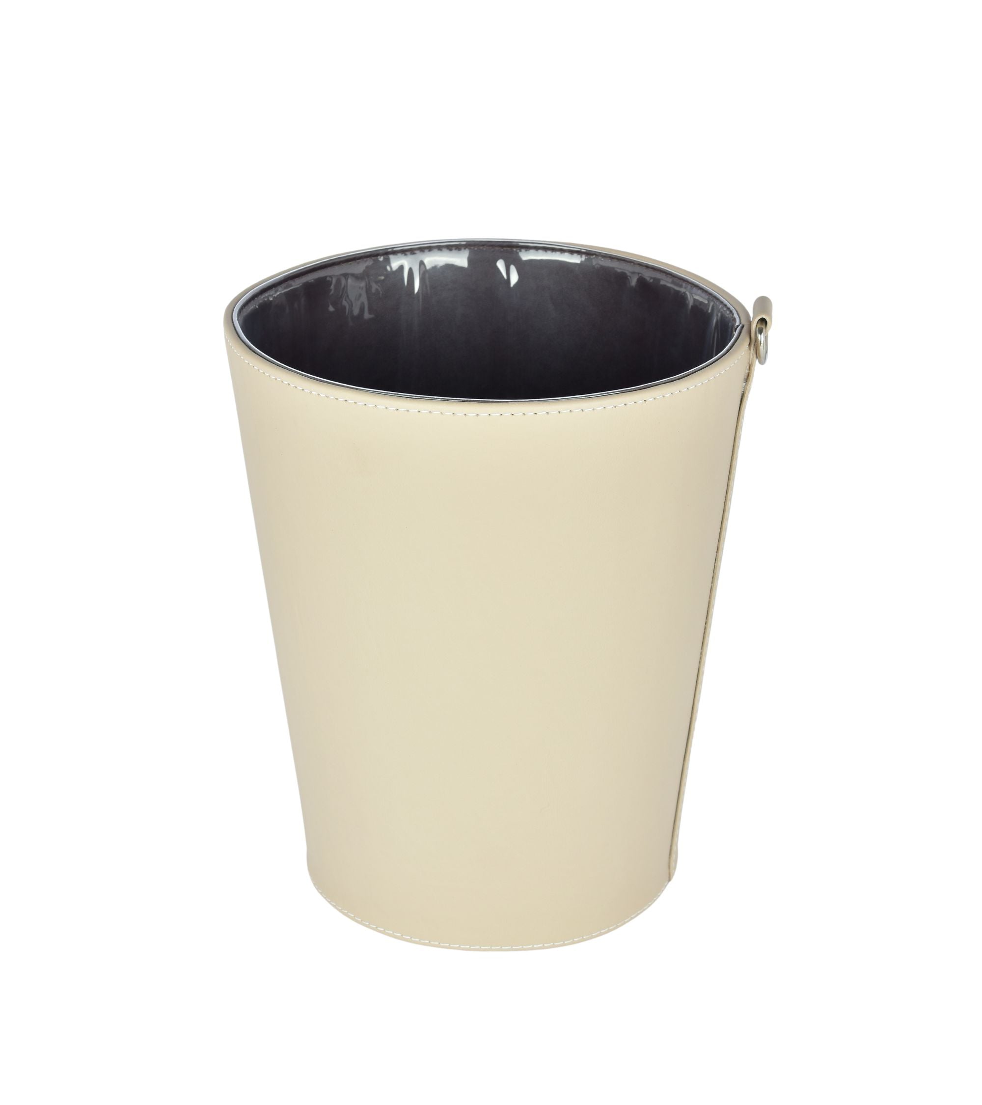 Premsons® Premium Faux Leather Dustbin - Sleek & Modern Waste Basket for Office & Living Room - Round Shaped -Big - Cream - 5 Litres