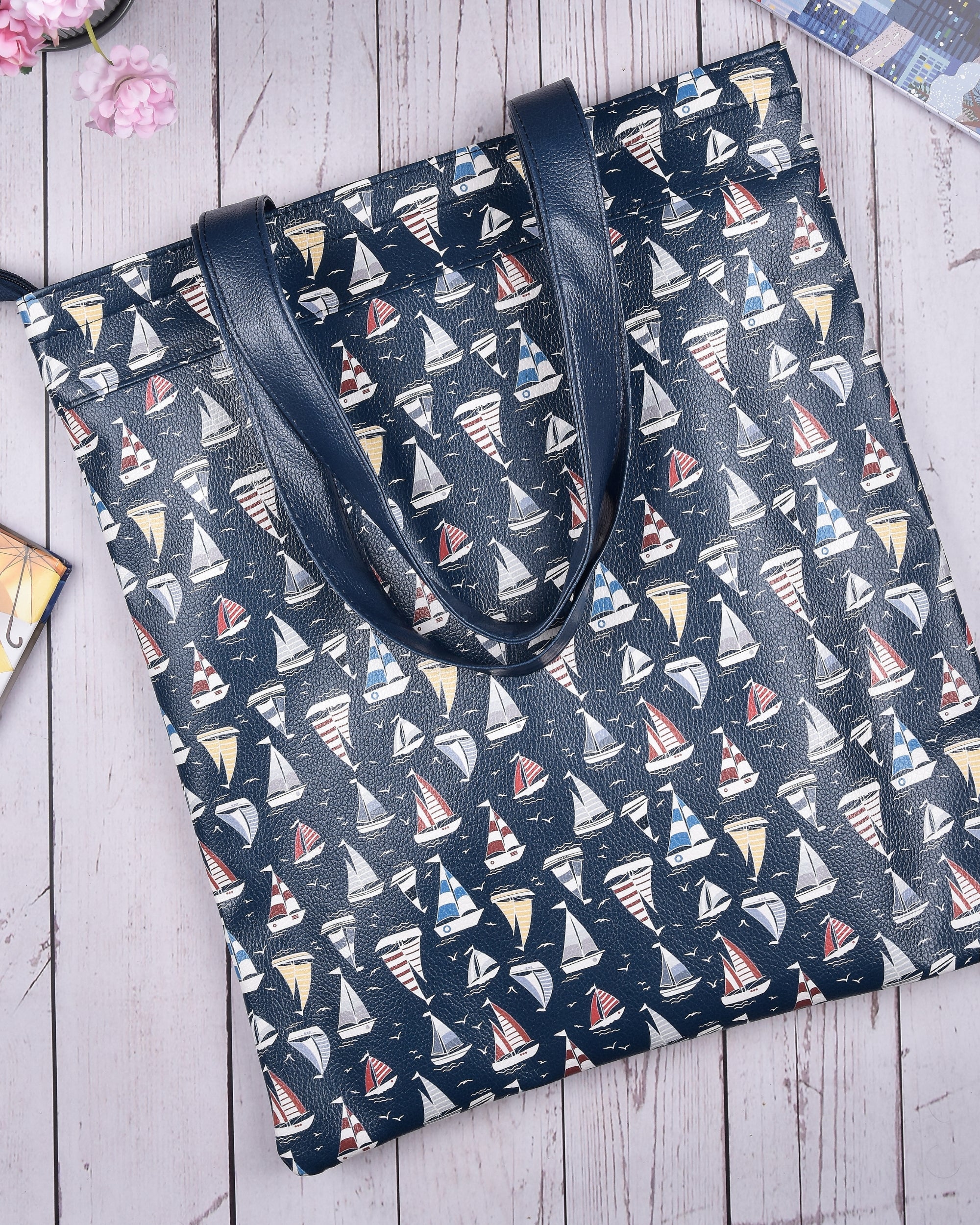 Premsons® Sailboat Print Tote Bag – Stylish & Durable Shoulder Bag for Shopping, Office, Travel & Everyday Use