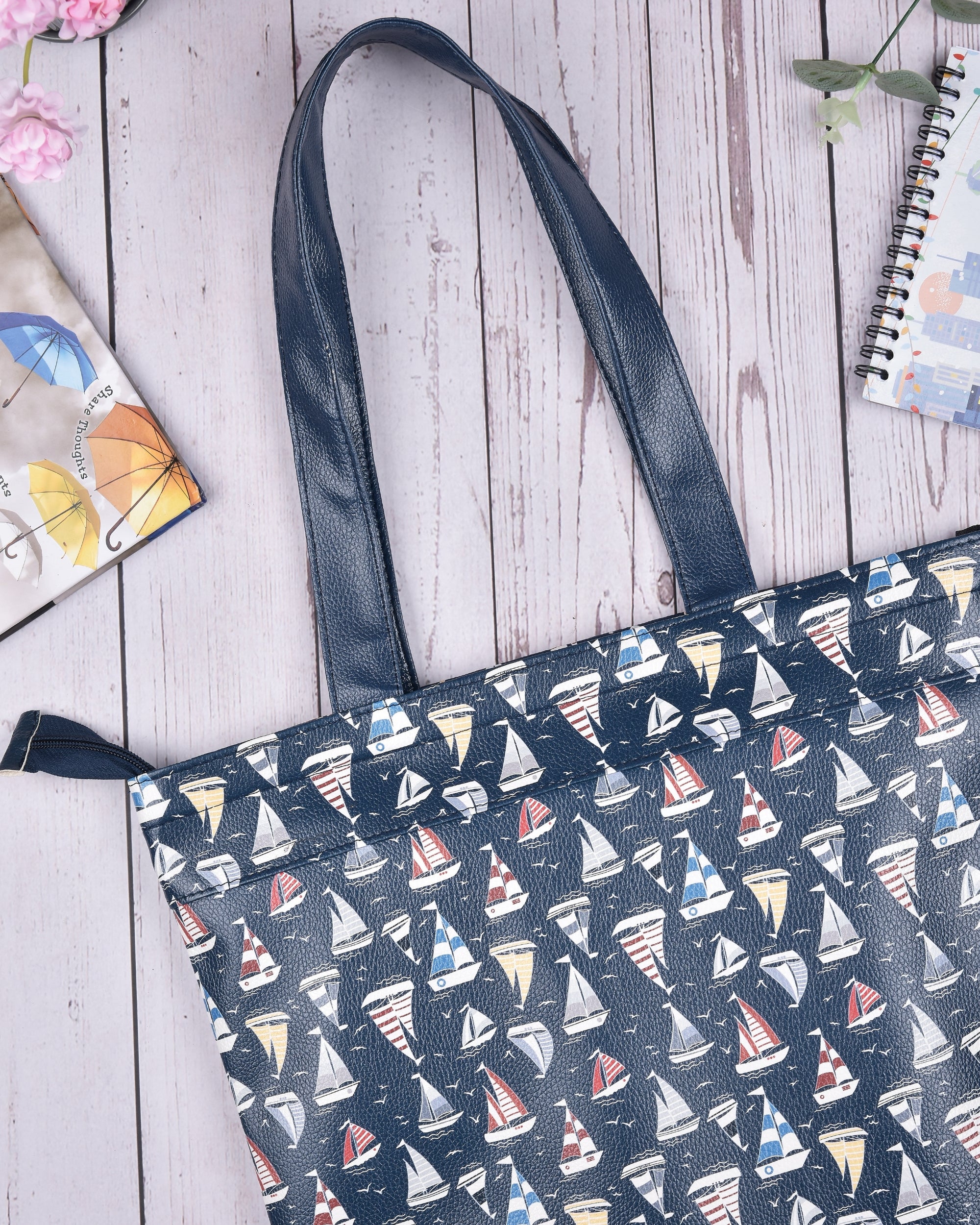 Premsons® Sailboat Print Tote Bag – Stylish & Durable Shoulder Bag for Shopping, Office, Travel & Everyday Use