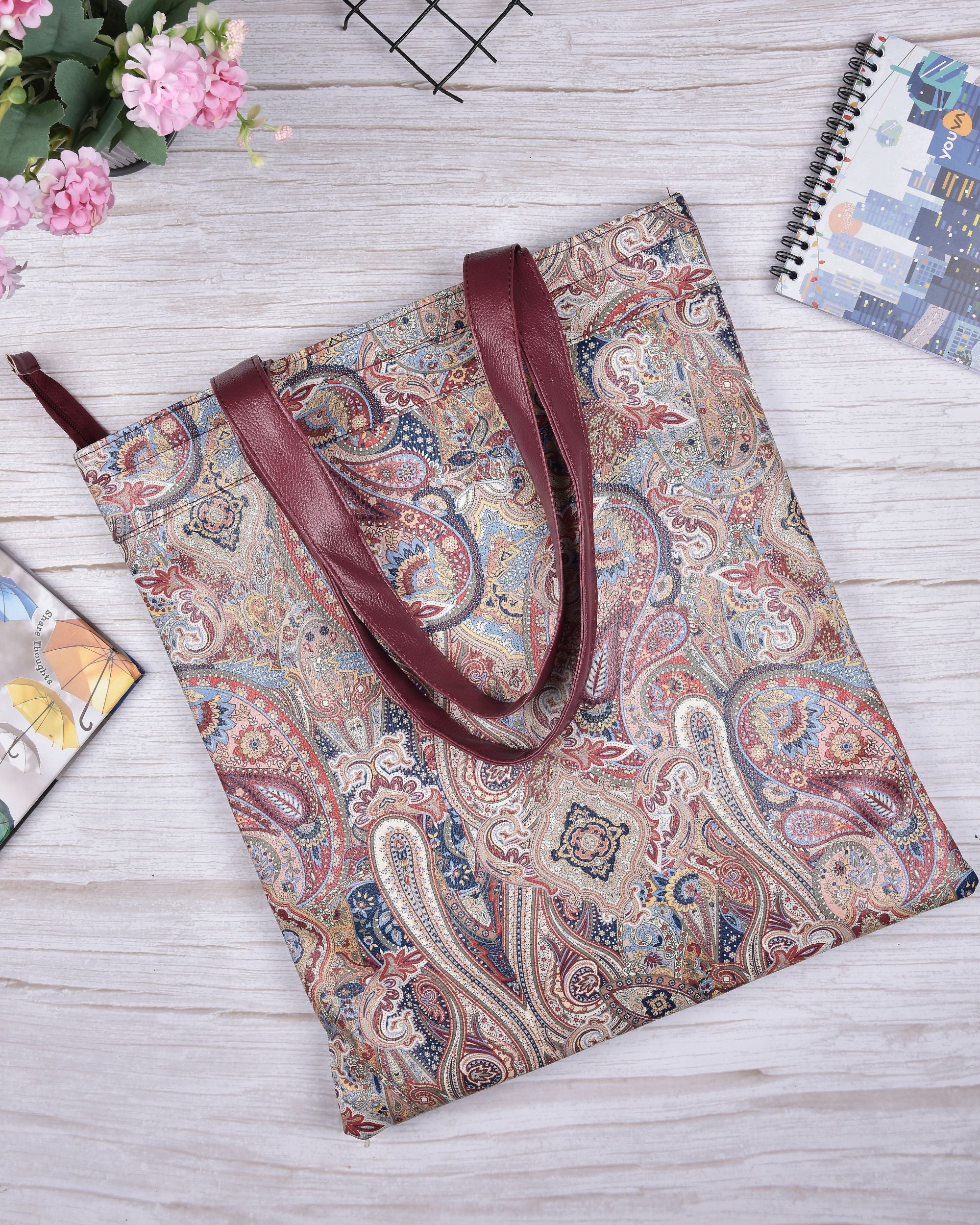 Premsons® Paisley Print Tote Bag – Stylish & Durable Shoulder Bag for Shopping, Office, Travel & Everyday Use