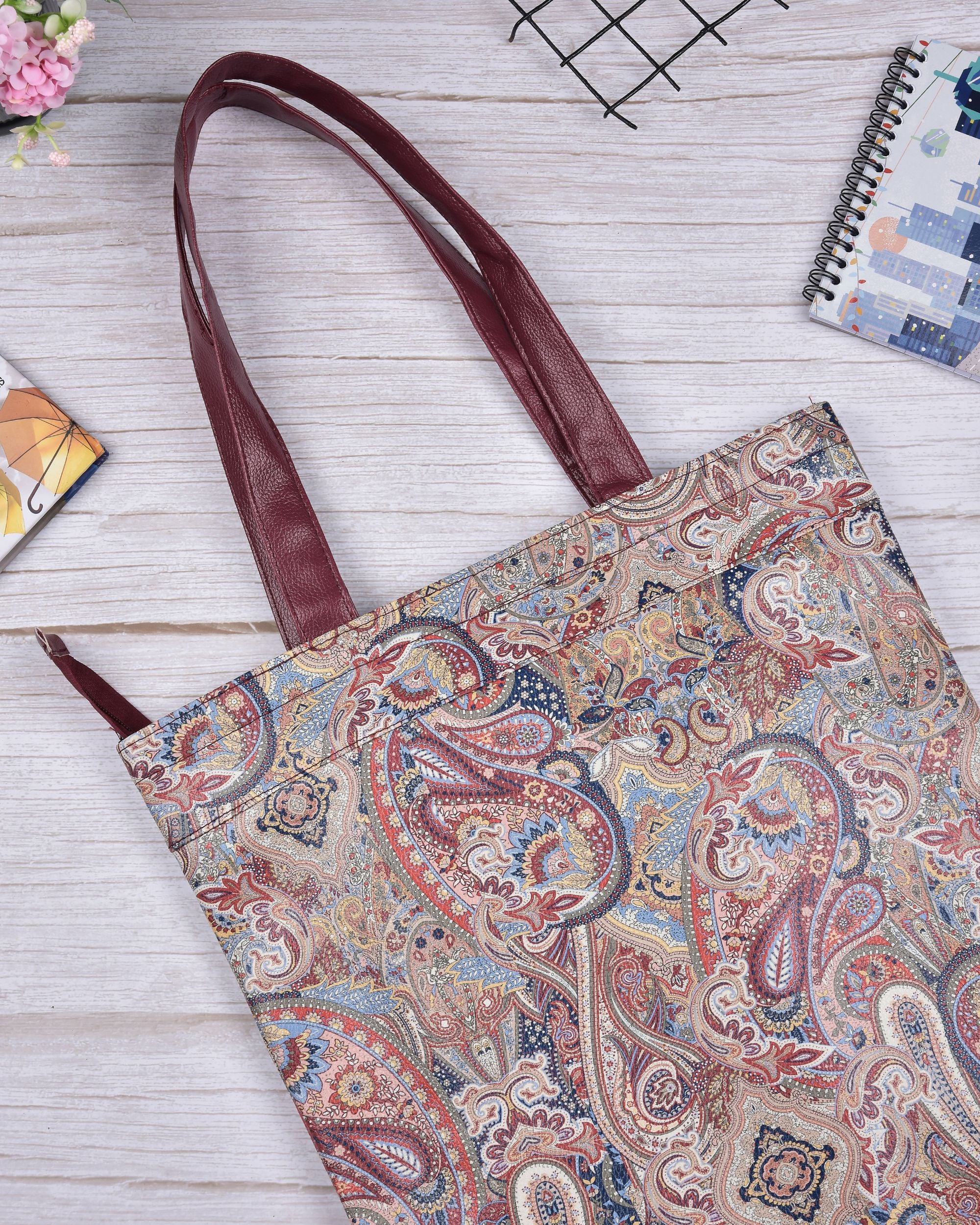 Premsons® Paisley Print Tote Bag – Stylish & Durable Shoulder Bag for Shopping, Office, Travel & Everyday Use
