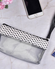 Premsons® Polka Dots Net Pouch – Cute, Stylish & Durable Organizer Bag for Travel & Daily Use