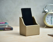 Premsons® Metallic Mobile Stand – Luxe Dotted Texture Card Holder – Elegant Single Compartment Desk Organizer for Phone & Cards – Gold