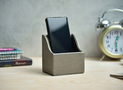 Premsons® Metallic Mobile Stand – Sleek Dotted Texture Card Holder – Elegant Single Compartment Desk Organizer for Phone & Cards – Silver