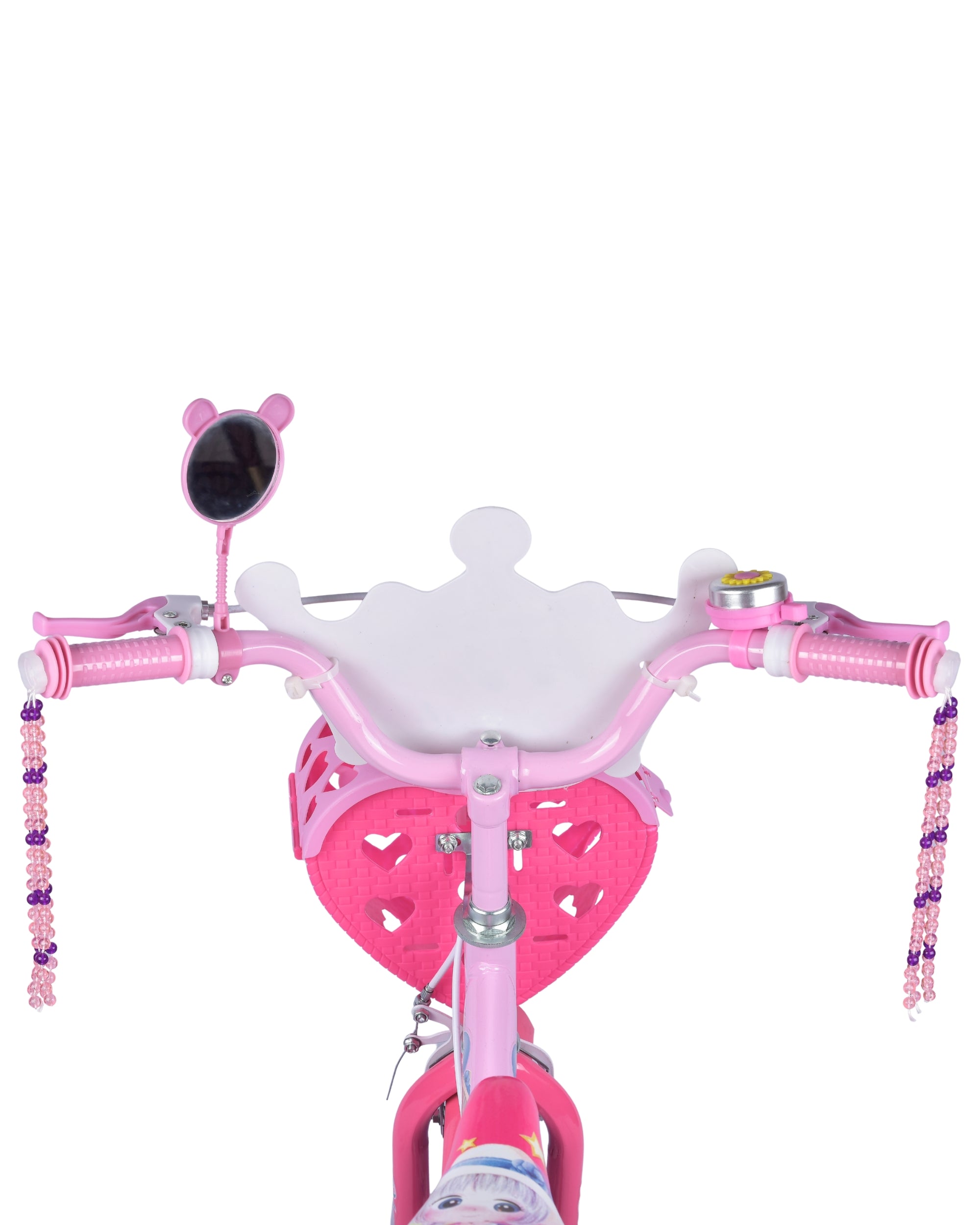Premsons® Pink Kids Bicycle with Training Wheels – Girls’ Bike with Heart-Shaped Basket, Rear Doll Seat & Colorful Handlebar Streamers