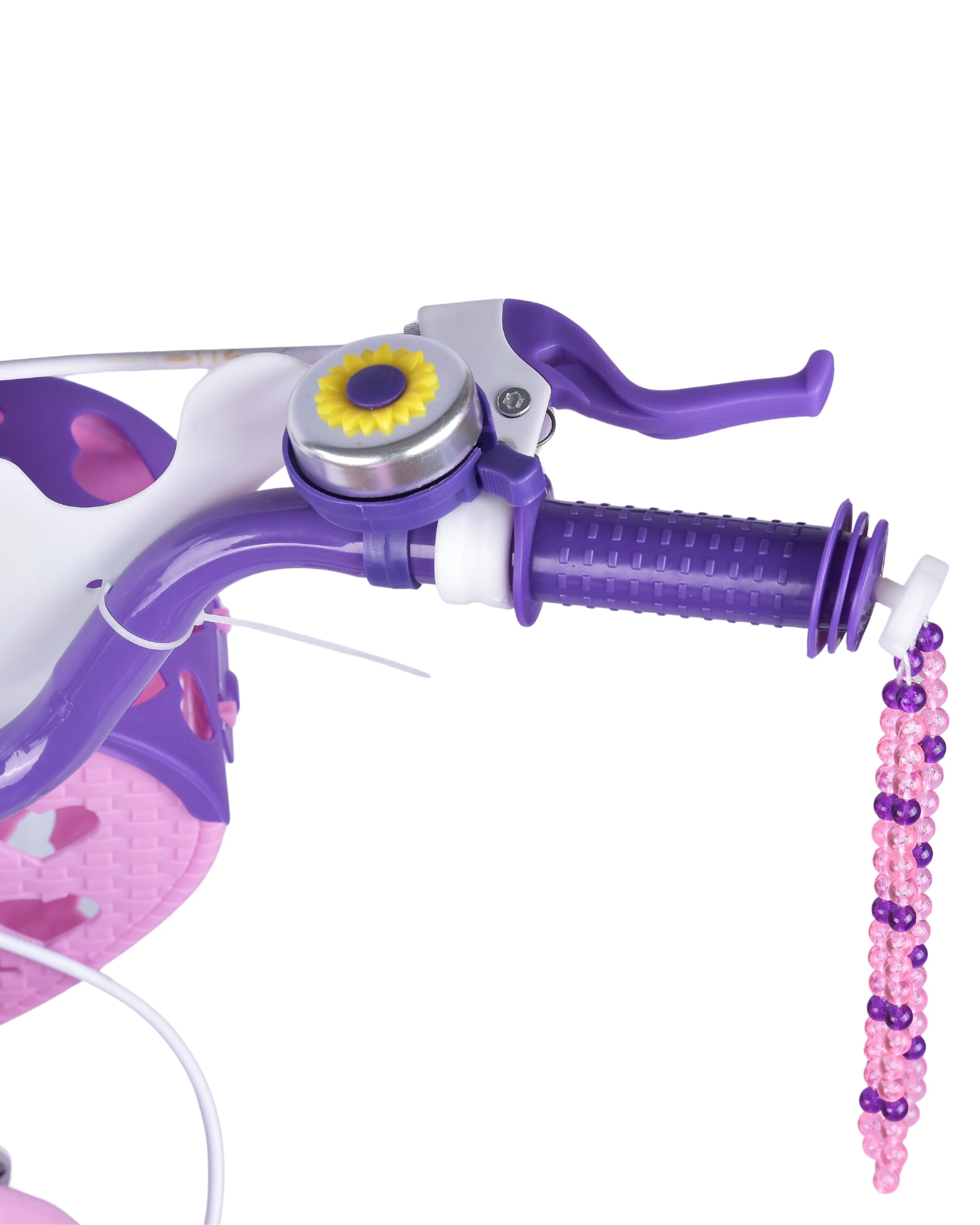 Premsons® Lavender Kids Bicycle with Training Wheels – Girls’ Bike with Heart-Shaped Basket, Rear Doll Seat & Colorful Handlebar Streamers