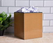 Premsons® Faux Leather Dustbin - Stylish & Durable Waste Bin for Home, Office, & Bedroom - Croc Pattern - Square - Beige - 5 litres