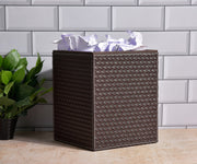 Premsons Faux Leather Dustbin Stylish Durable Woven Square Waste Bin Brown 5 Litres for Home Office Bedroom