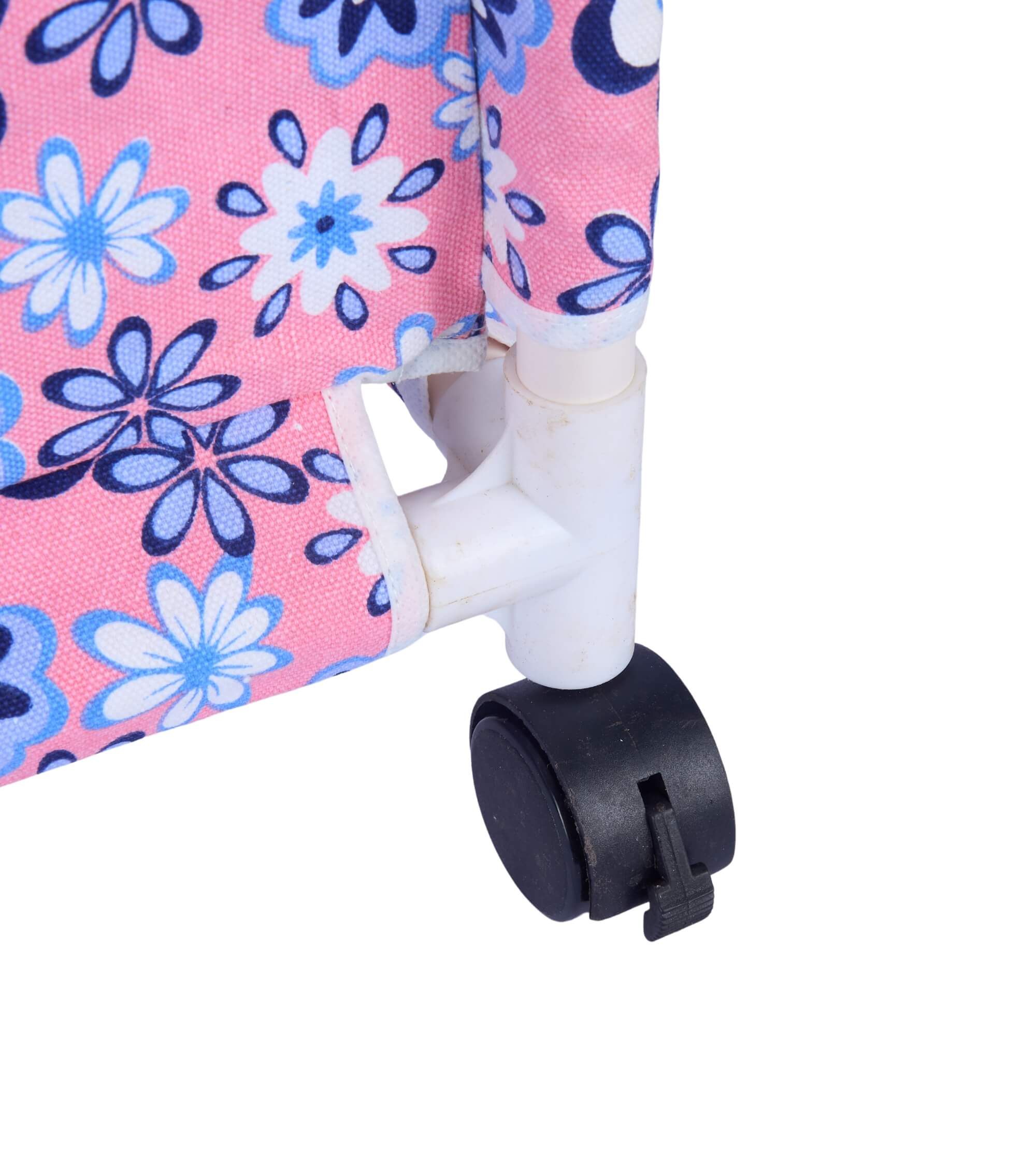 Premsons® Fabric Laundry Hamper with Lid Cover -Rolling Laundry Clothes Basket Trolley- with Wheels - Pink & Blue