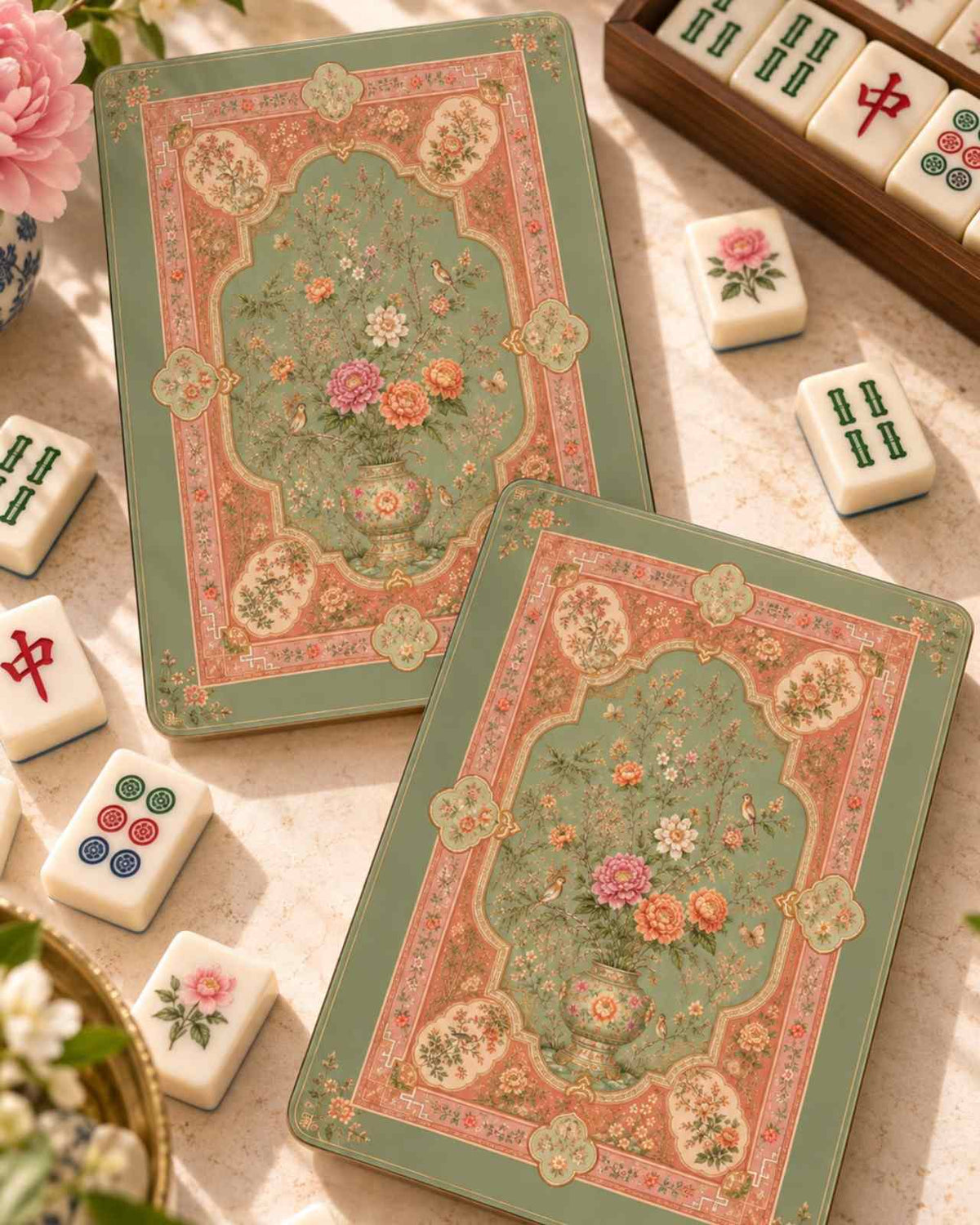 Premsons® Mahjong Shufflers Set of 2, Imperial Botanica, 5.25 x 7.75 Inch