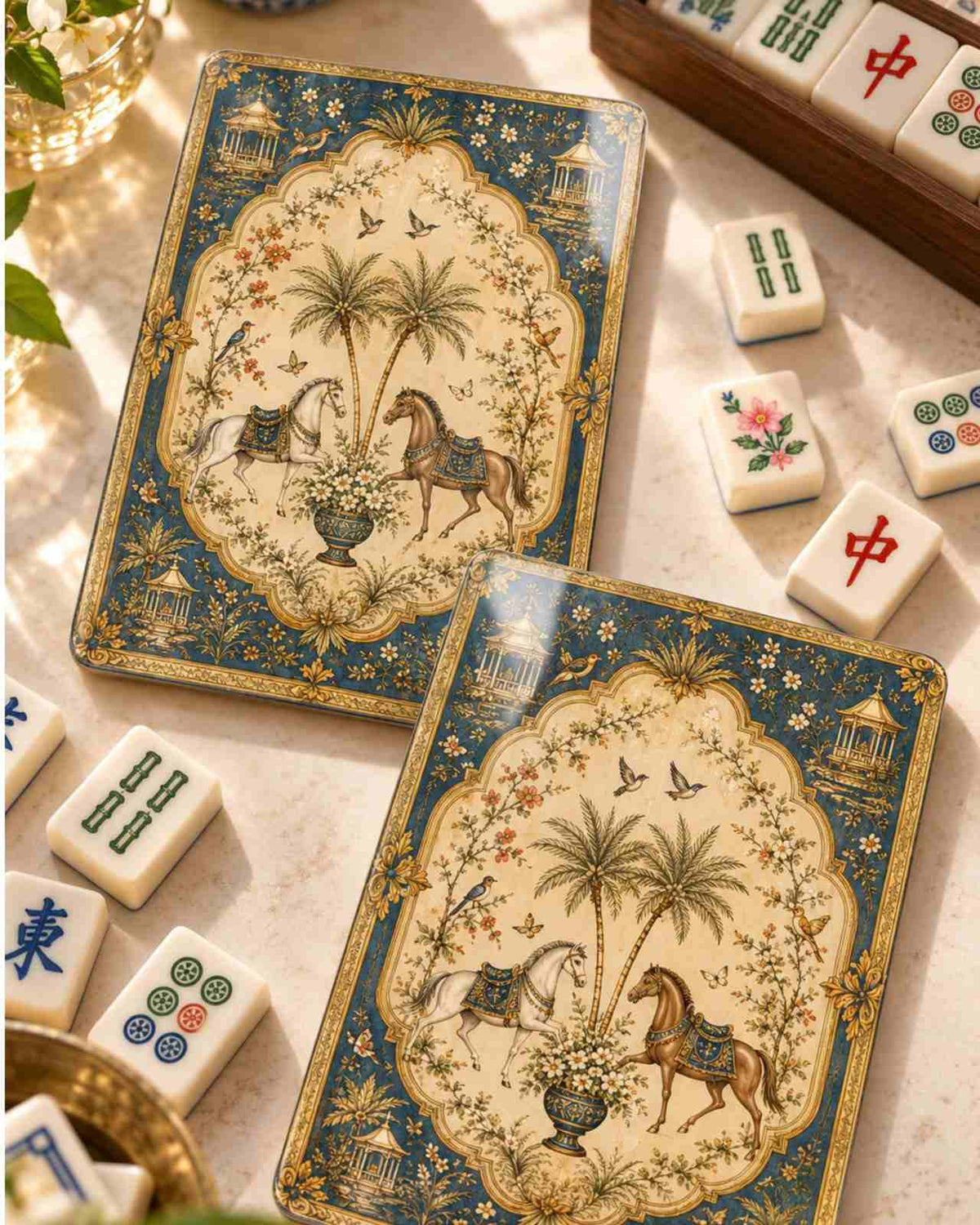 Premsons® Mahjong Shufflers Set of 2, Imperial Equestrian, 5.25 x 7.75 Inch