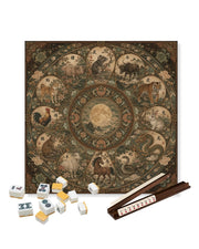 Premsons® Imperial Zodiac Mahjong Table Mat – Premium Anti-Slip Square Gaming & Decorative Mat - 23 x 23 inch - Versatile Non-Slip Play Surface