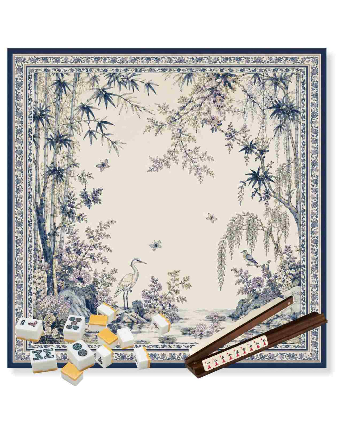 Premsons Impressions of the Orient Mahjong Mat – 33 x 33 inch Large Table Game Mat