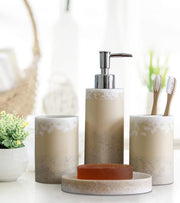 Premsons® Ivory Day Dream Bathroom Accessories Set of 4 – Dispenser, Soap Tray, Cup & Brush Stand – Durable Polyresin Finish