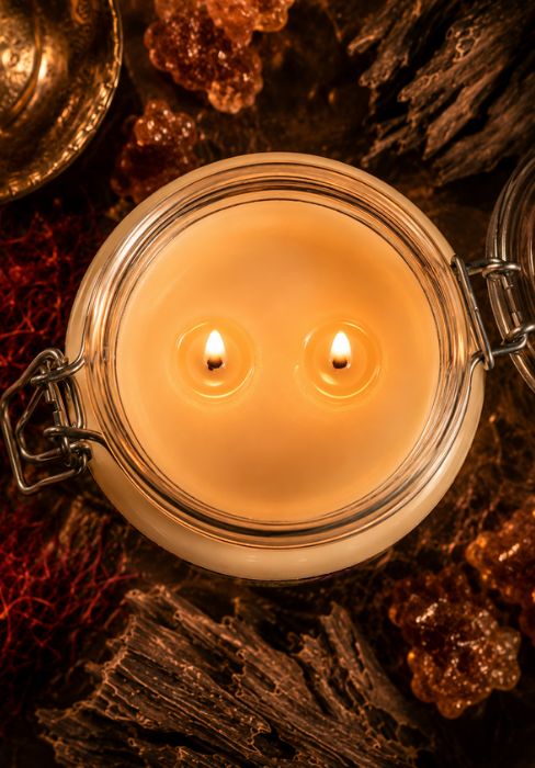 Eternia® Royal Amber Oud Jar Candle – Premium Amber & Oud Fragrance Candle with Double Wick