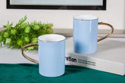 Premsons® Classic Beverage Mug Set of 2 – Large Porcelain Mugs for Hot Drinks, Coffee, Tea & More – Powder Blue