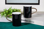 Premsons® Classic Beverage Mug Set of 2 – Large Porcelain Mugs for Hot Drinks, Coffee, Tea & More – Black